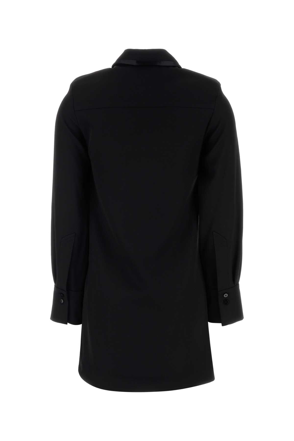 Attico Mini Dress With Long Sleeves And Asymmetrical Hem In Black