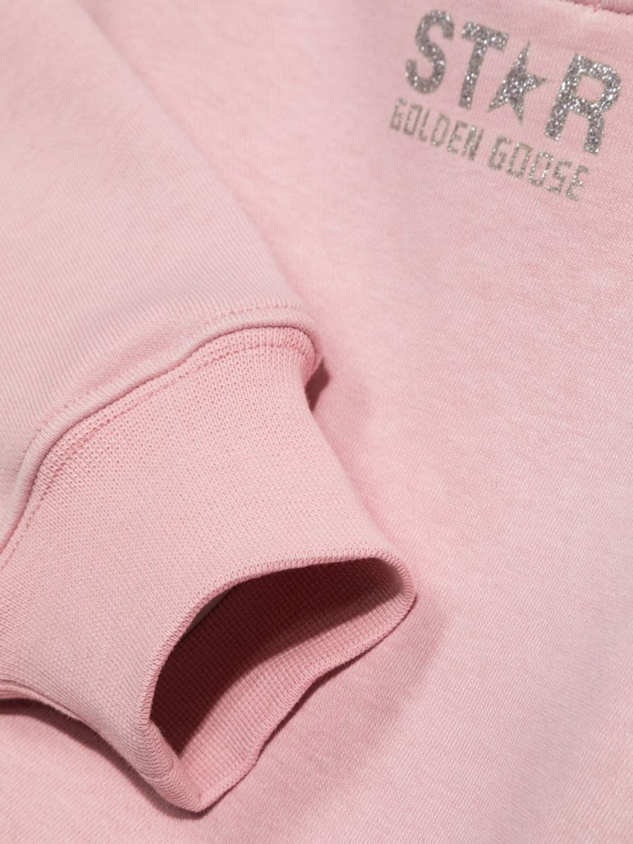 Shop Golden Goose Felpa Con Logo Glitter In Pink