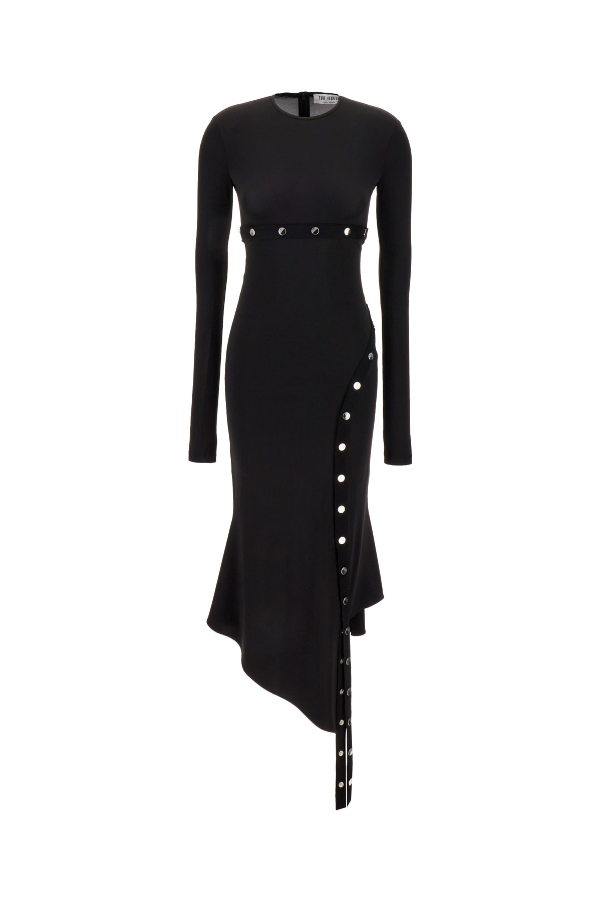 Attico Asymmetric Dress With Snap Buttons In 100