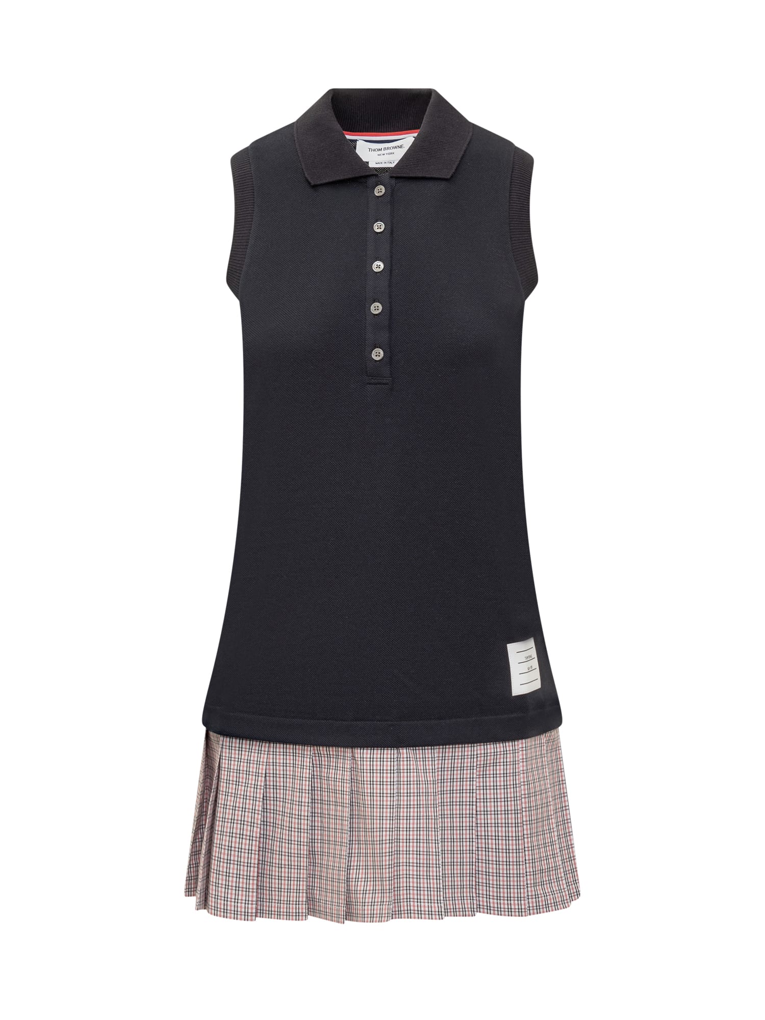 Shop Thom Browne Pleated Polo Dress In Navy