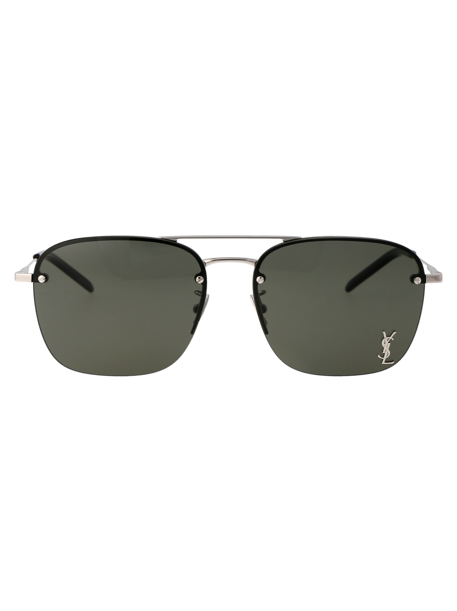 Shop Saint Laurent Sl 309 M Sunglasses In 006 Silver Silver Grey