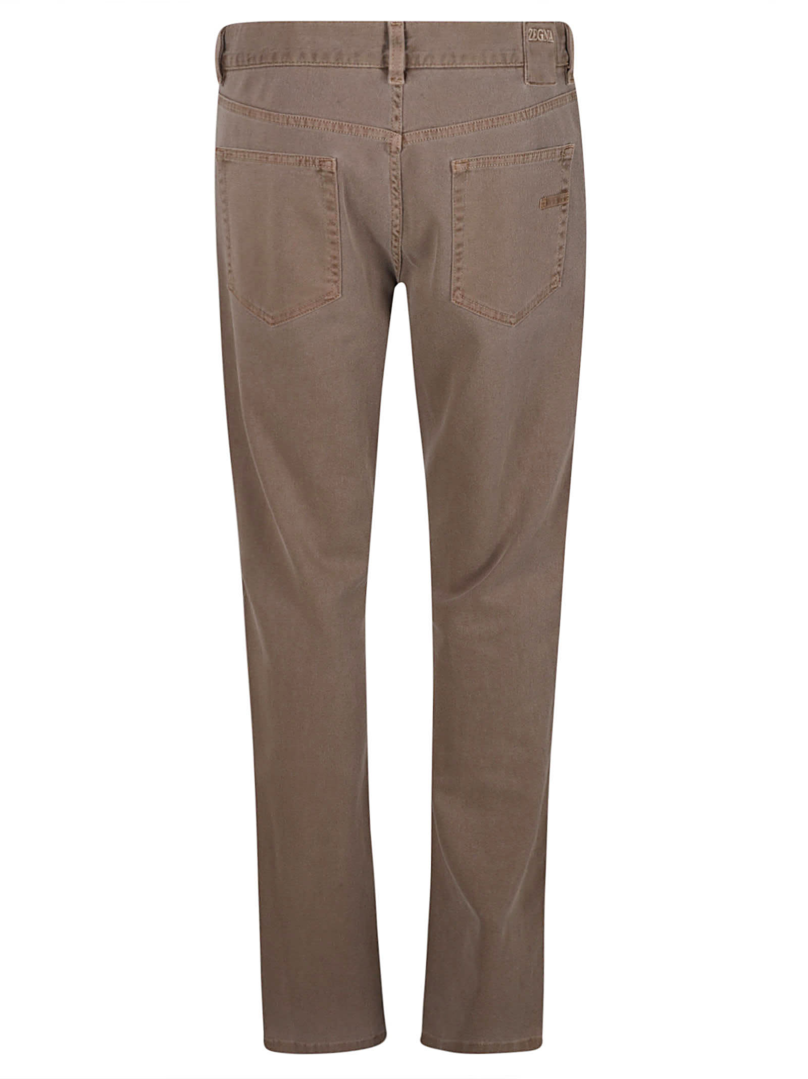 Shop Zegna City Button Fitted Jeans In Brown