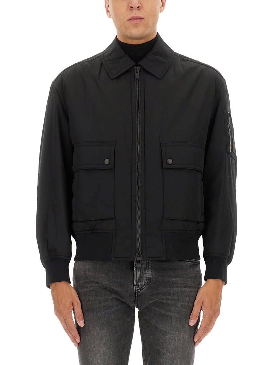 Hugo Boss Boss Bomber Jacket With Removable Lining In Black