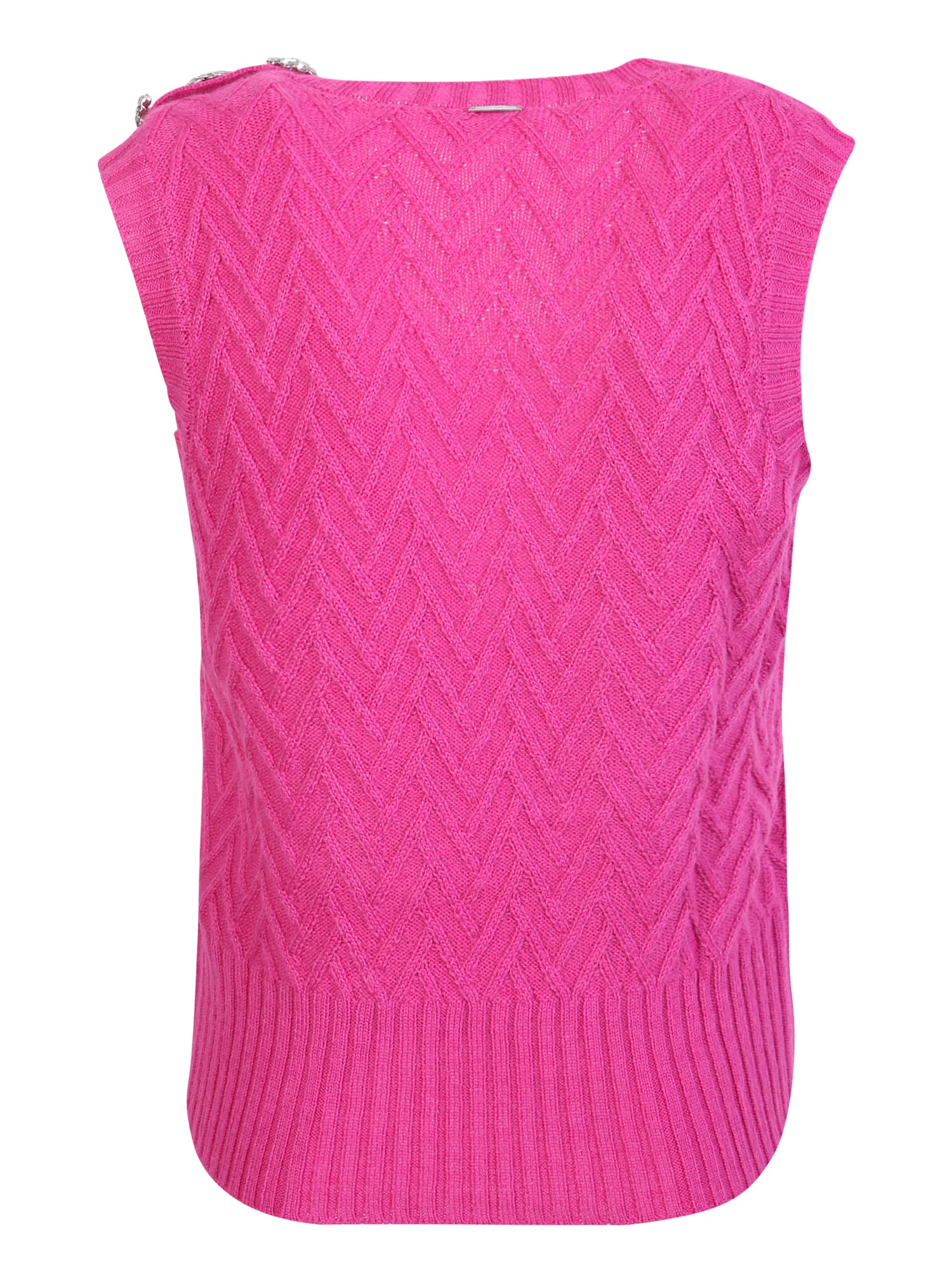 LIU •JO VEST WITH JEWEL BUTTONS IN FUCHSIA