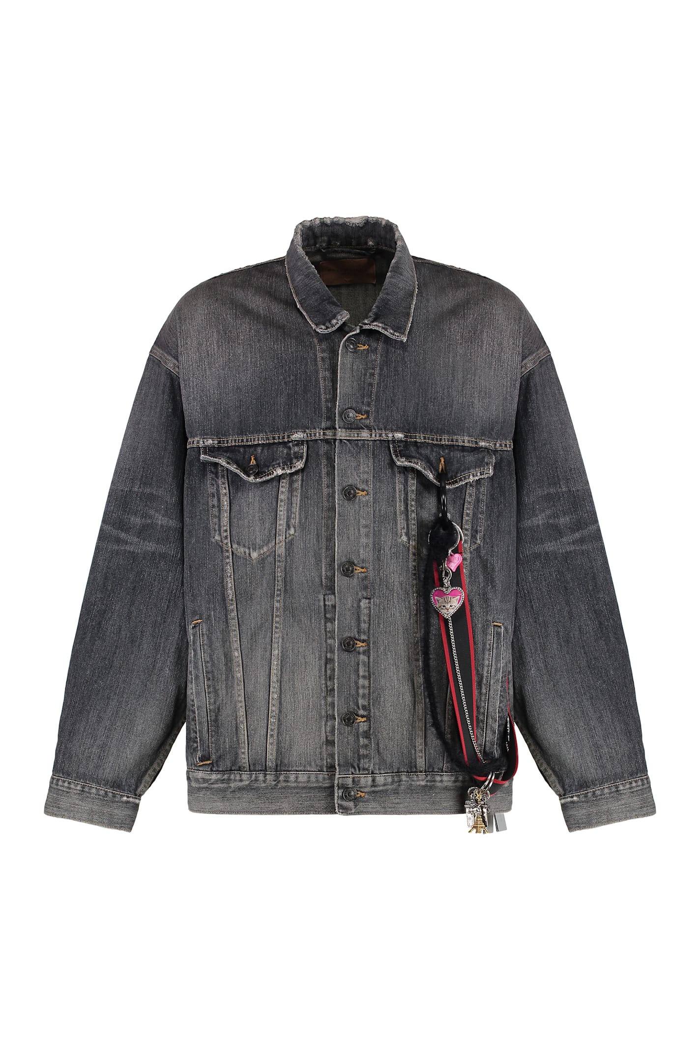 Balenciaga Oversized Denim Jacket Vintage Charms In Gray