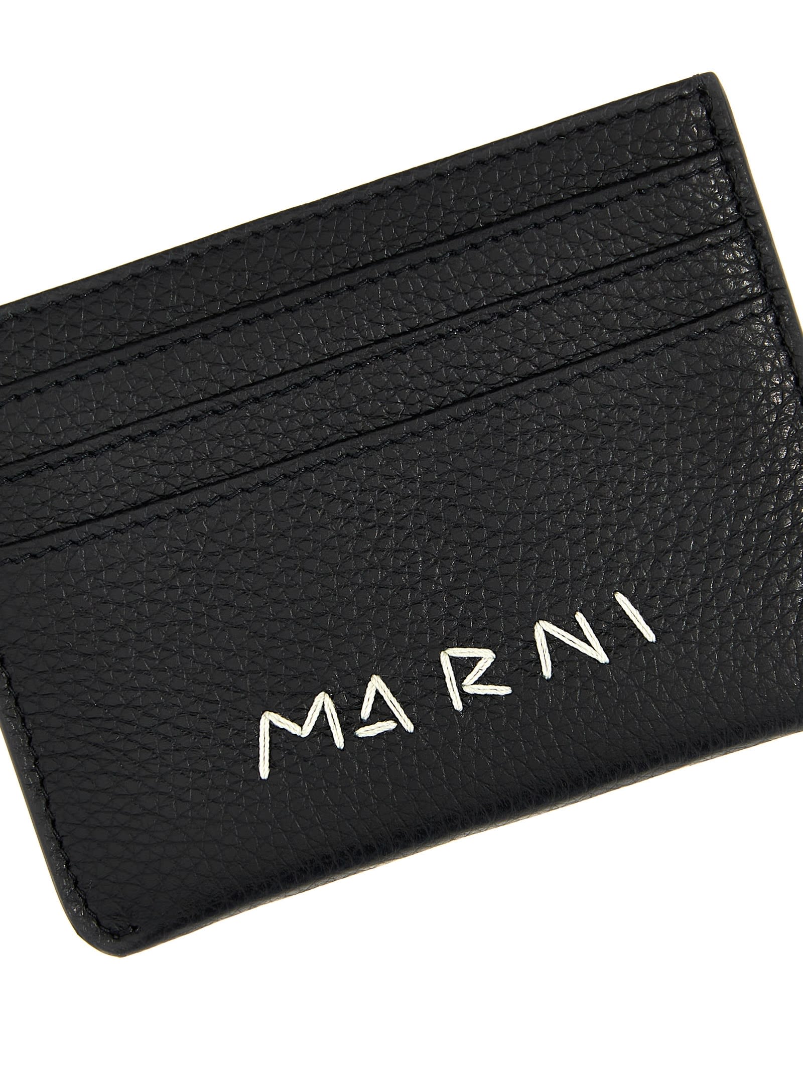 Shop Marni Logo Card Holder In Black