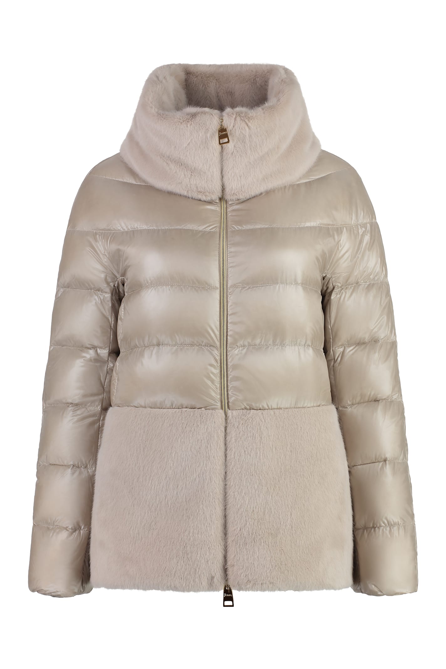 Shop Herno Full Zip Down Jacket In Ecru