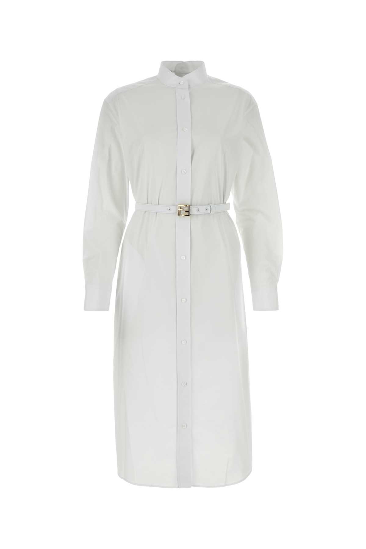 FENDI WHITE POPLIN SHIRT DRESS