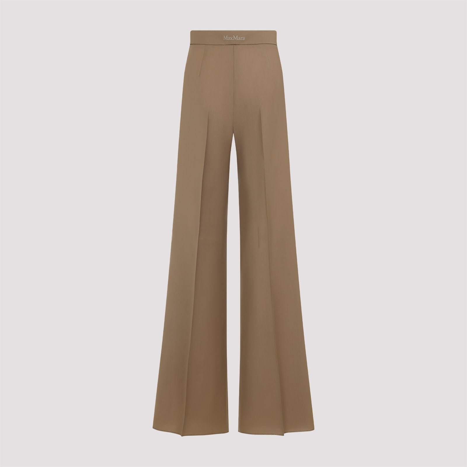 Max Mara Wool High Waist Wide-leg Trousers In Brown