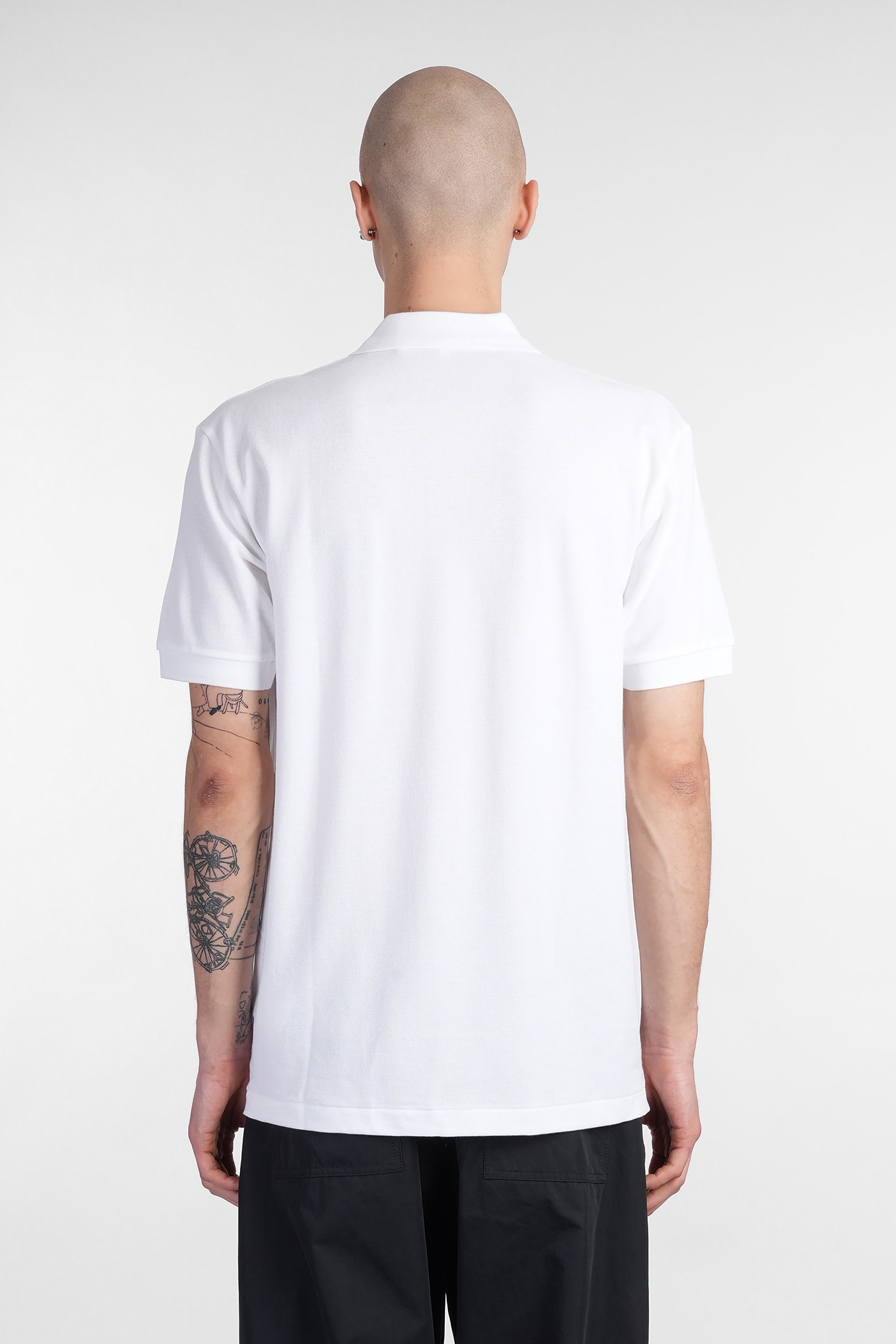 Comme Des Garçons Play Heart Patch Polo Shirt In White
