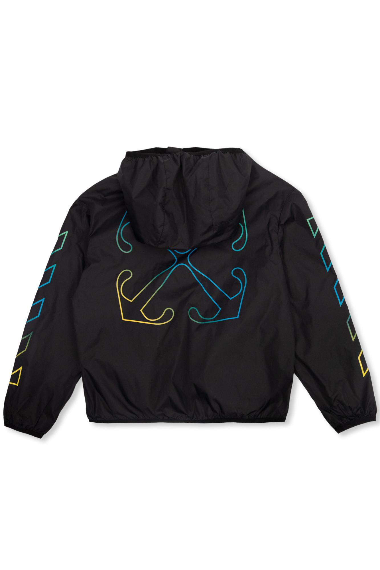 Shop Off-white Kids Track Jacket With Logo In Black Multi