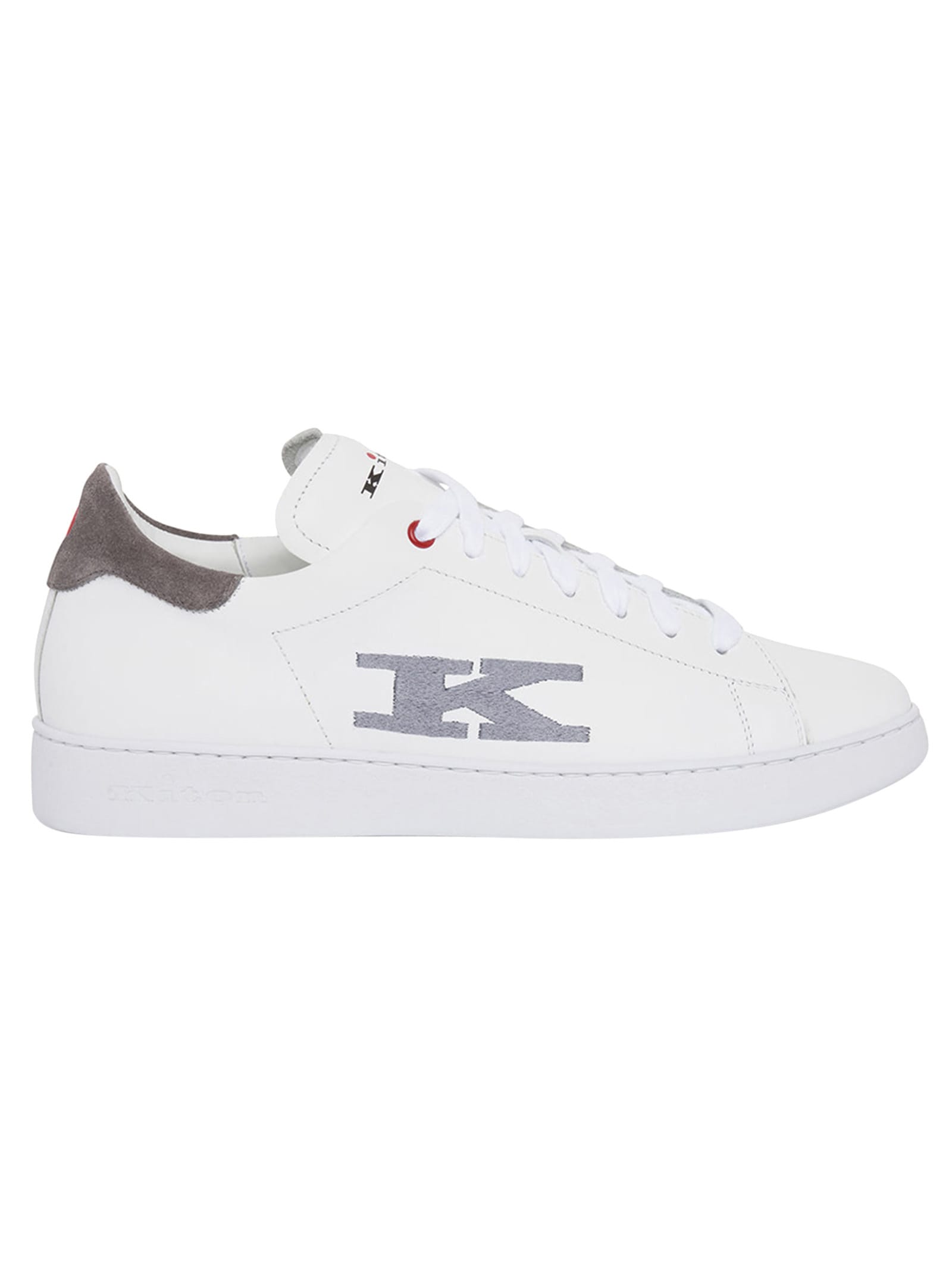 Kiton Sneakers Shoes Calfskin In White/lead