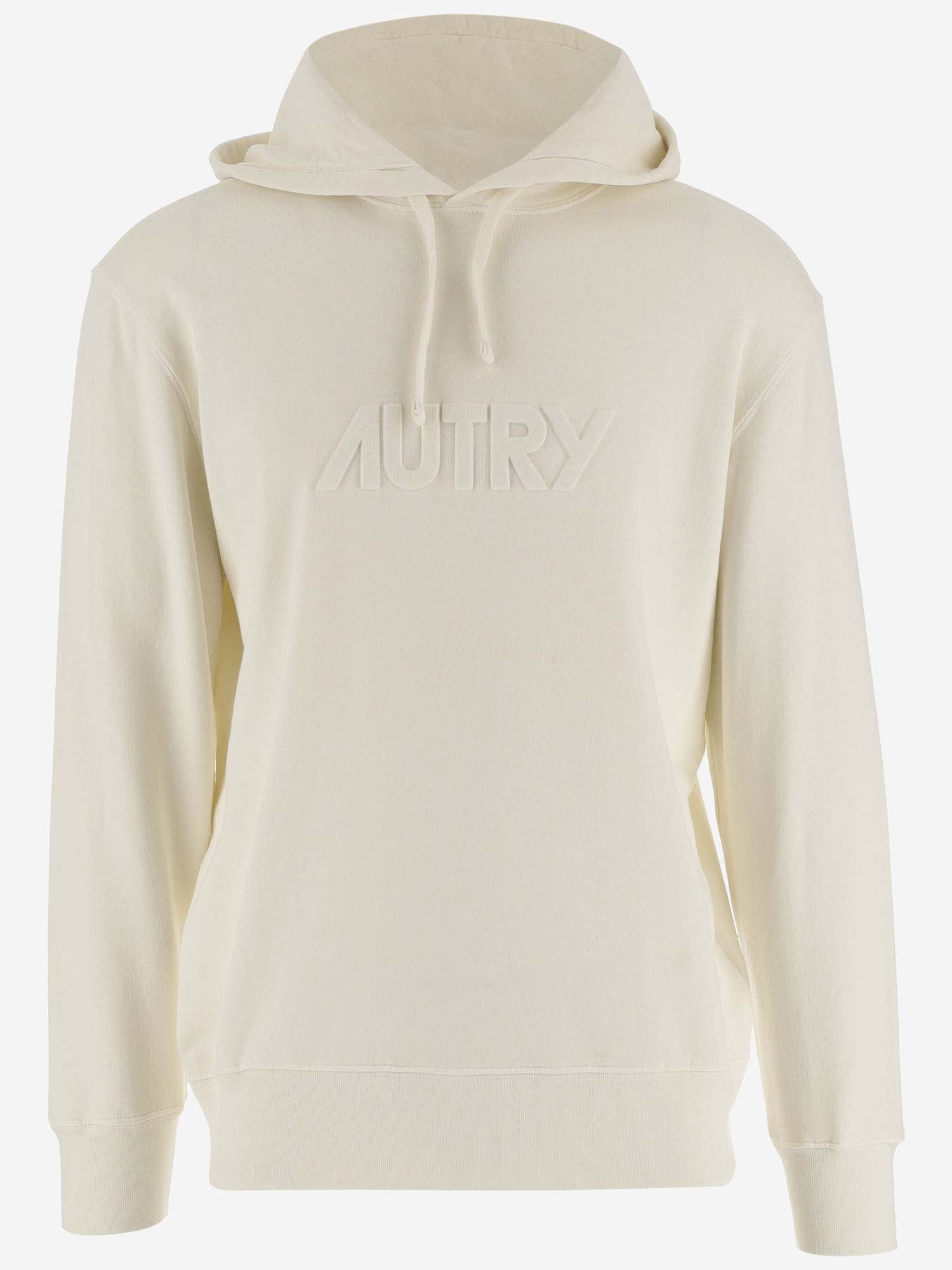 Shop Autry Cotton Hoodie With Logo In Beige