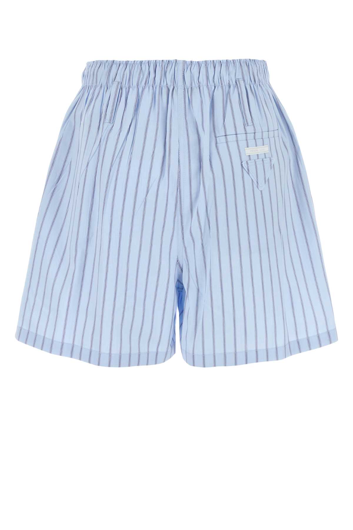 Prada Striped Poplin Bermudas In Blue