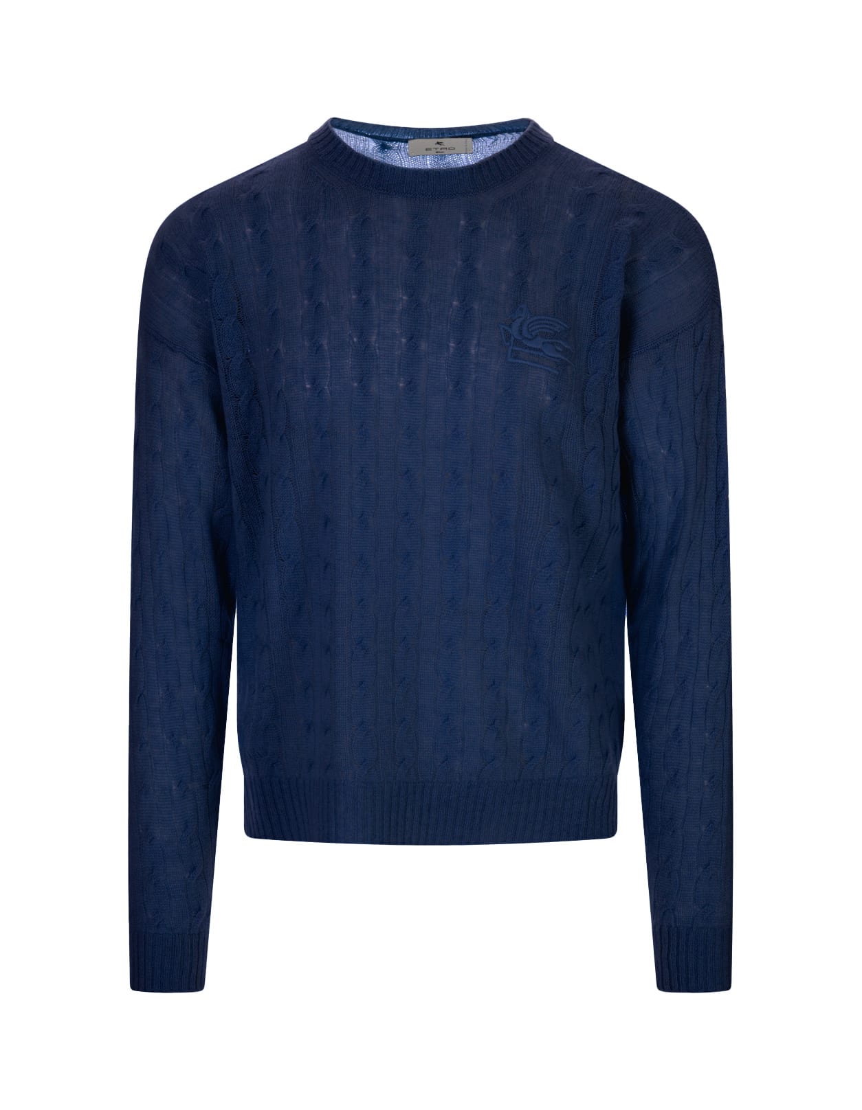 Shop Etro Blue Braided Cashmere Sweater