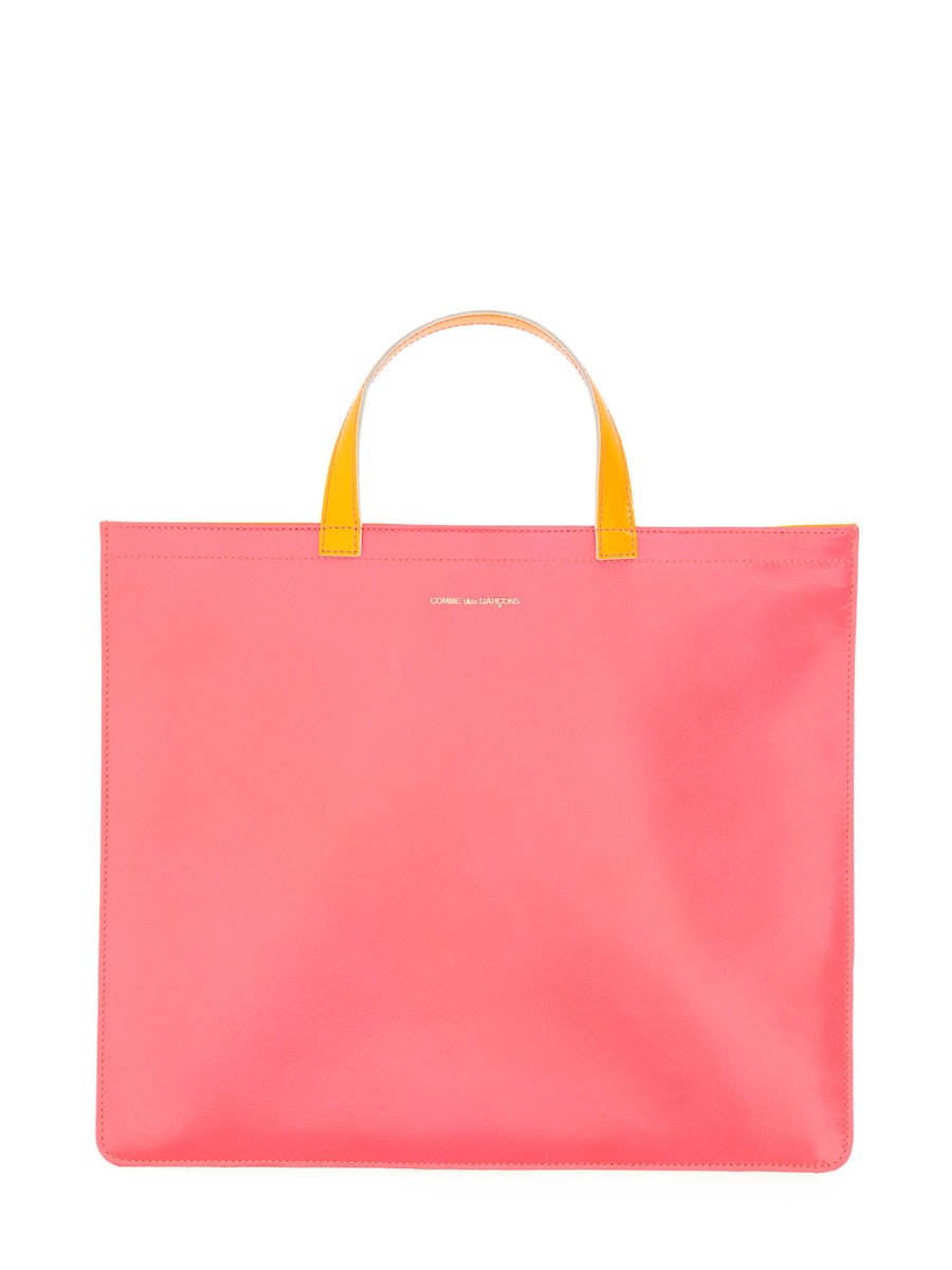 Shop Comme Des Garçons Super Fluo Leather Tote Bag In Multicolour