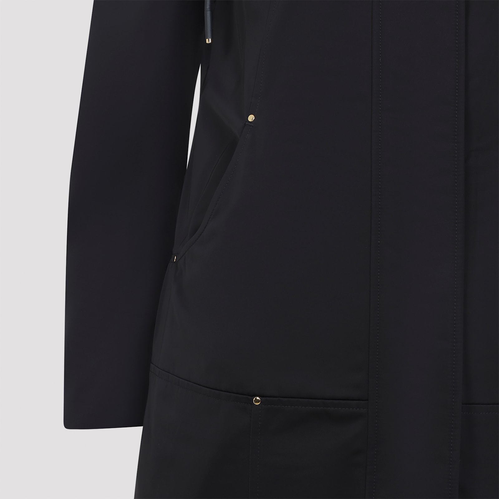Moose Knuckles Longline Parka With Fur Trim Hood In Black