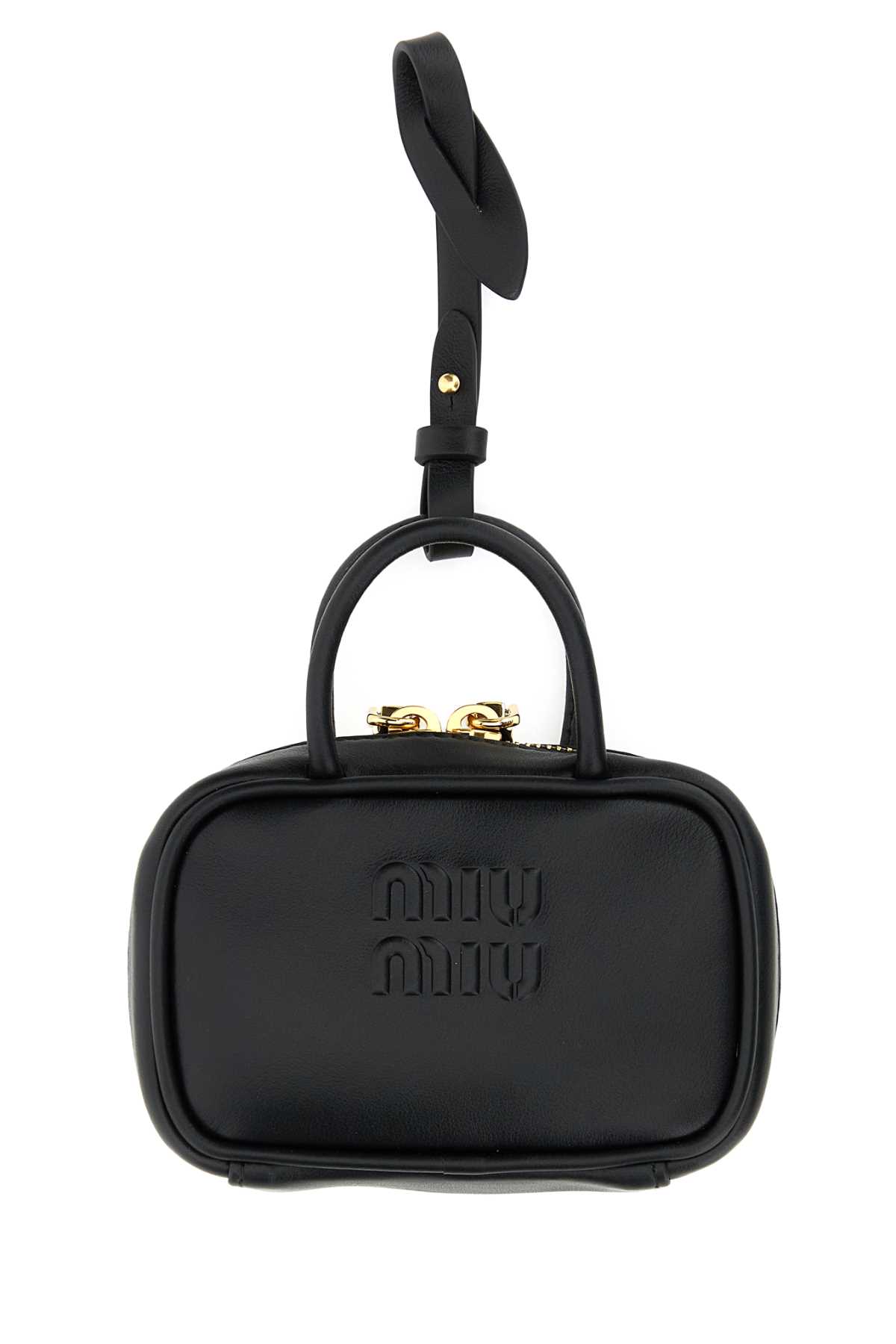 Miu Miu Black Leather Beau Keyring Necessaire