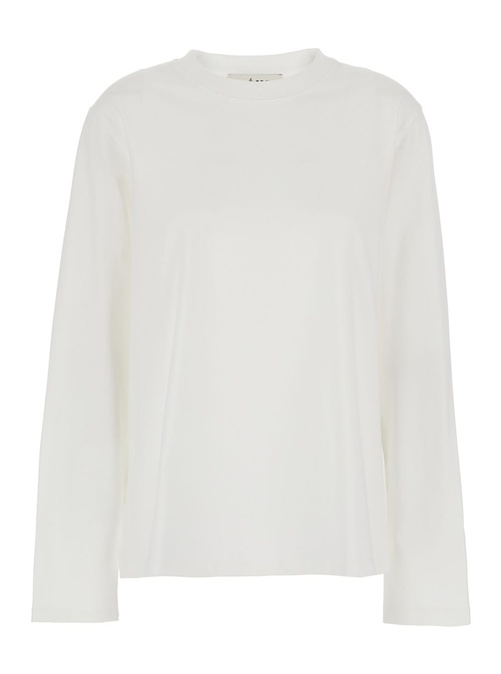 Róhe White Crewneck T-shirt With Long Sleeve In Organic Cotton Woman