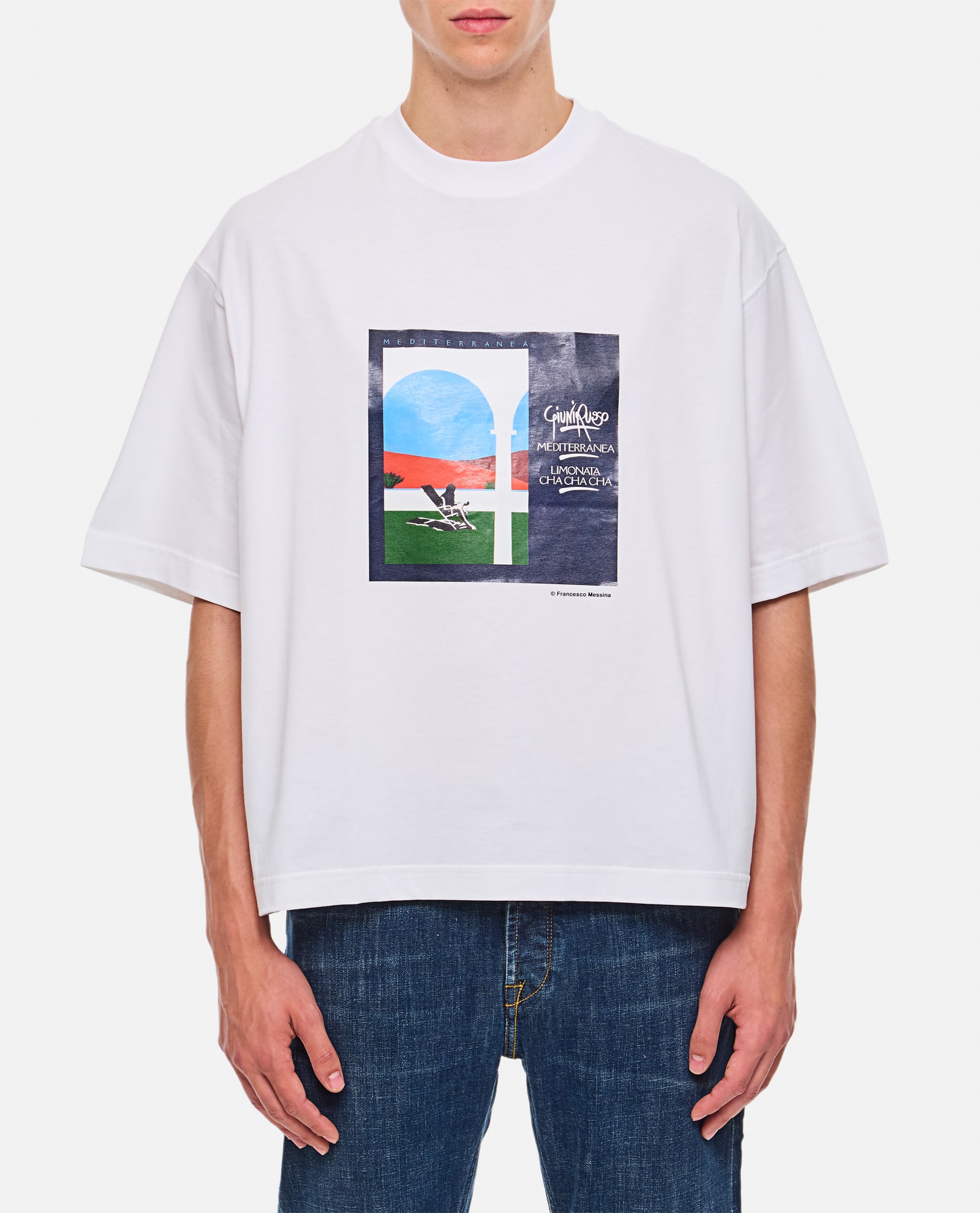 Shop Jacquemus Printed Cotton T-shirt In White