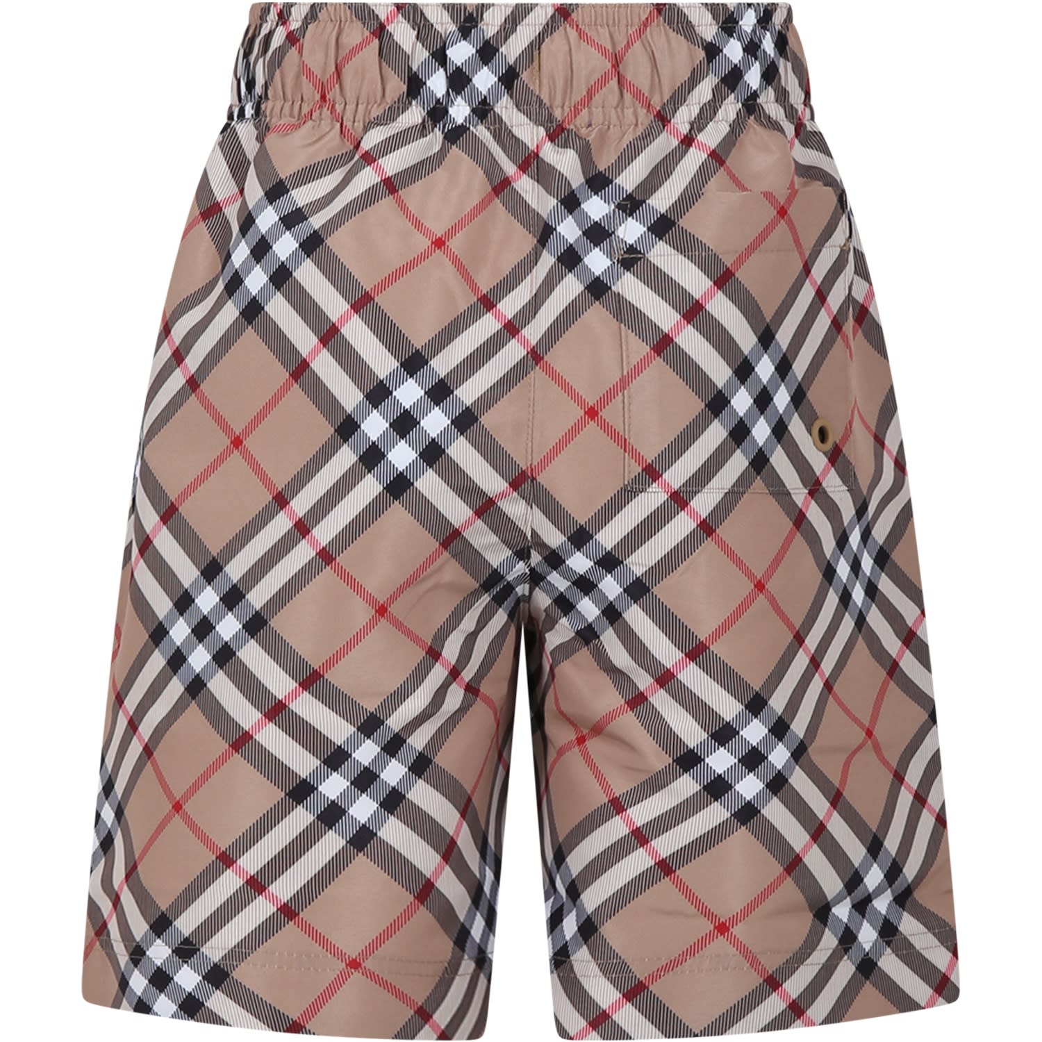 Shop Burberry Beige Swimsuit For Boy With Vintage Check In Archive Beige Ip Chk
