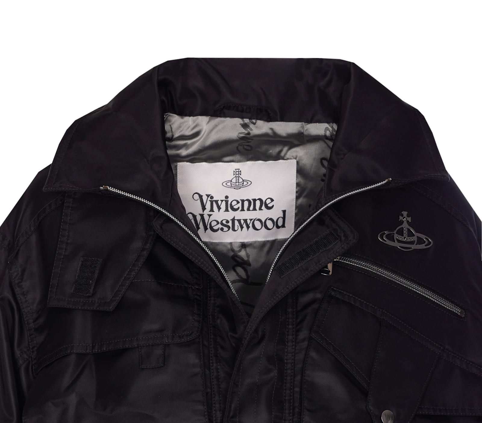 Vivienne Westwood Cropped Bomber Jacket Hood Removable In Black
