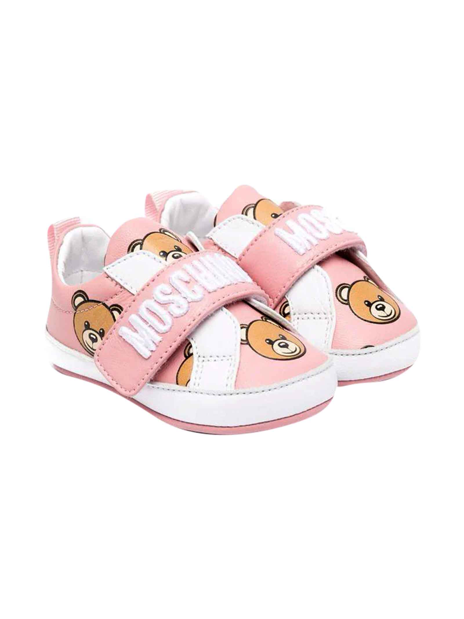 Moschino Newborn Pink Sneakers