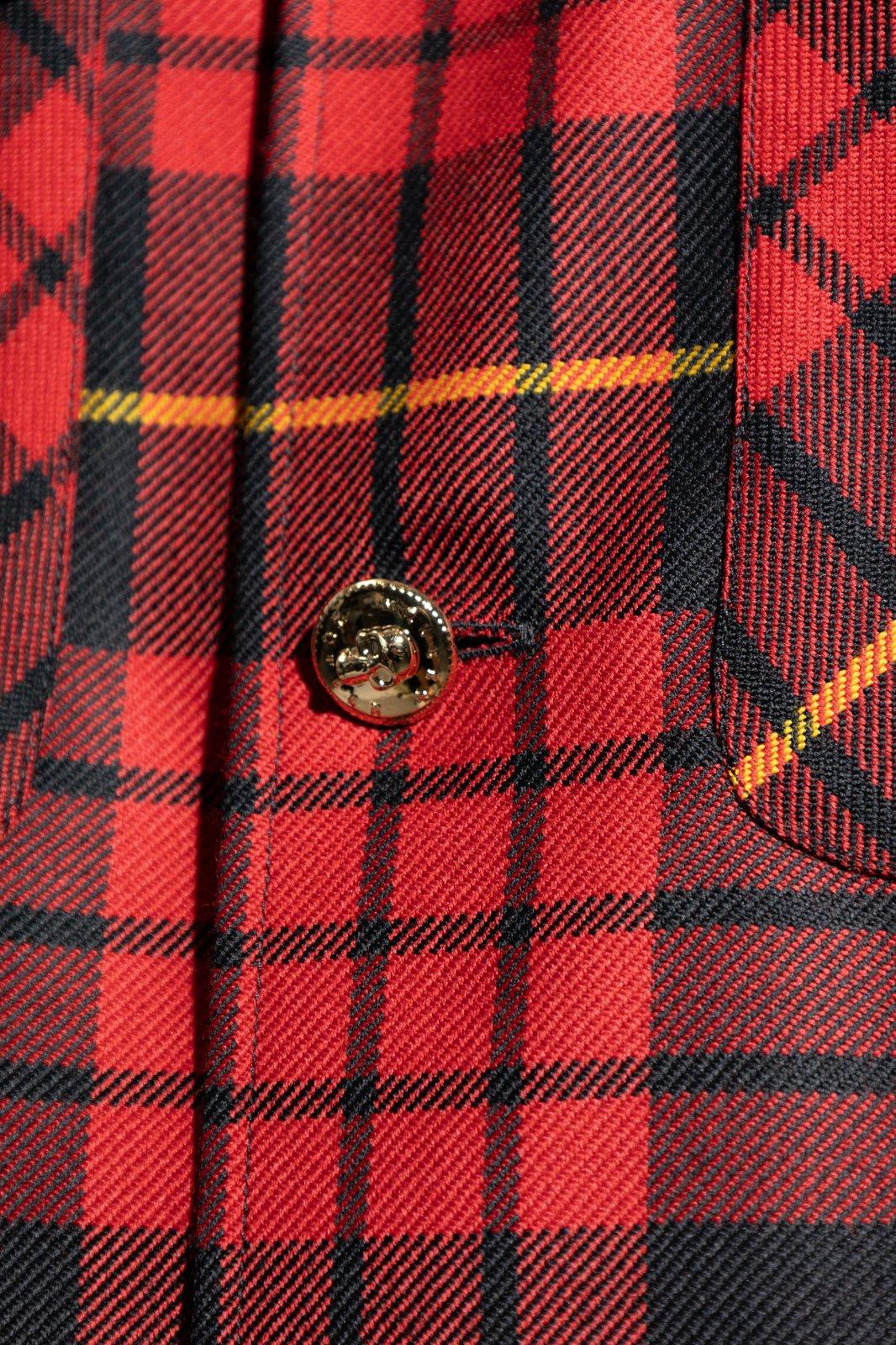 Alexander Mcqueen Distressed Tartan Overshirt Jackets Red In Red