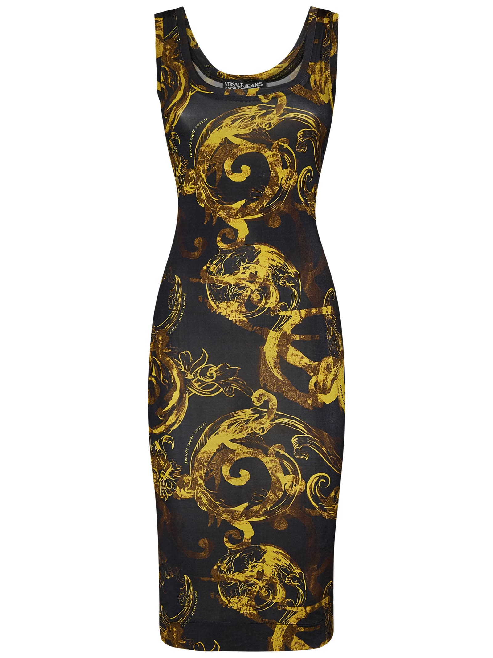 VERSACE JEANS COUTURE WATERCOLOUR COUTURE MIDI DRESS