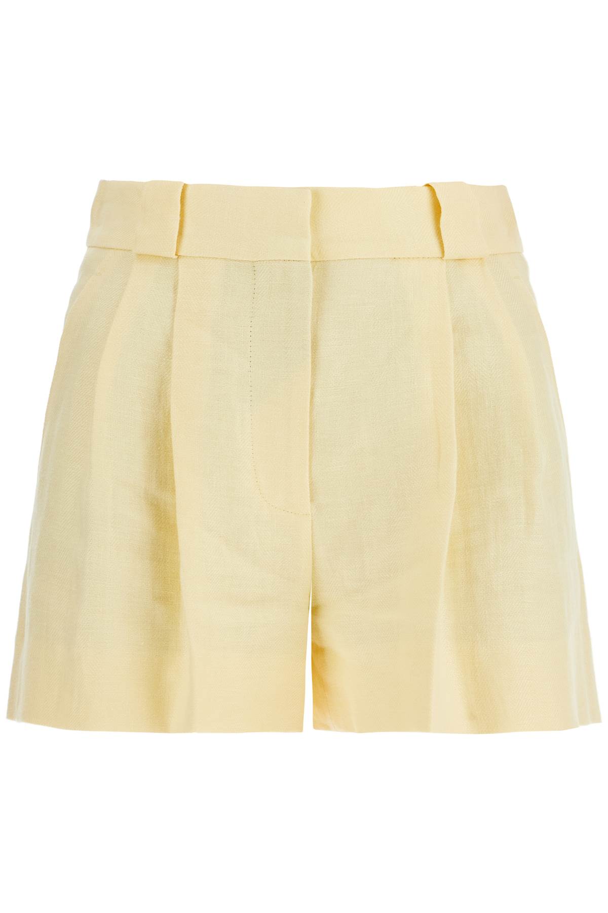 Light Yellow High-waisted Linen Shorts