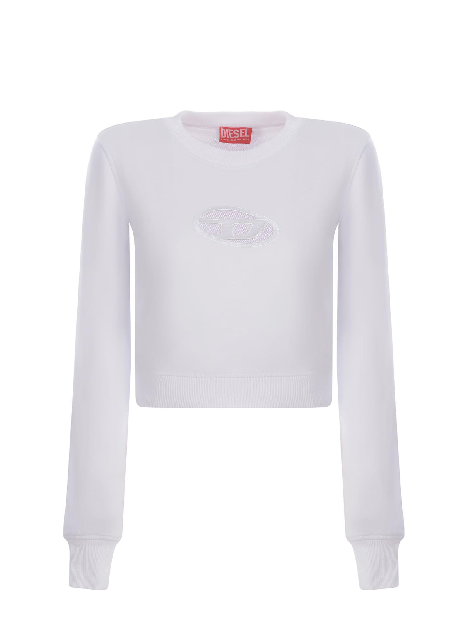 Shop Diesel Sweatshirt  F-slimmy-od Made Of Cotton Blend In Bianco