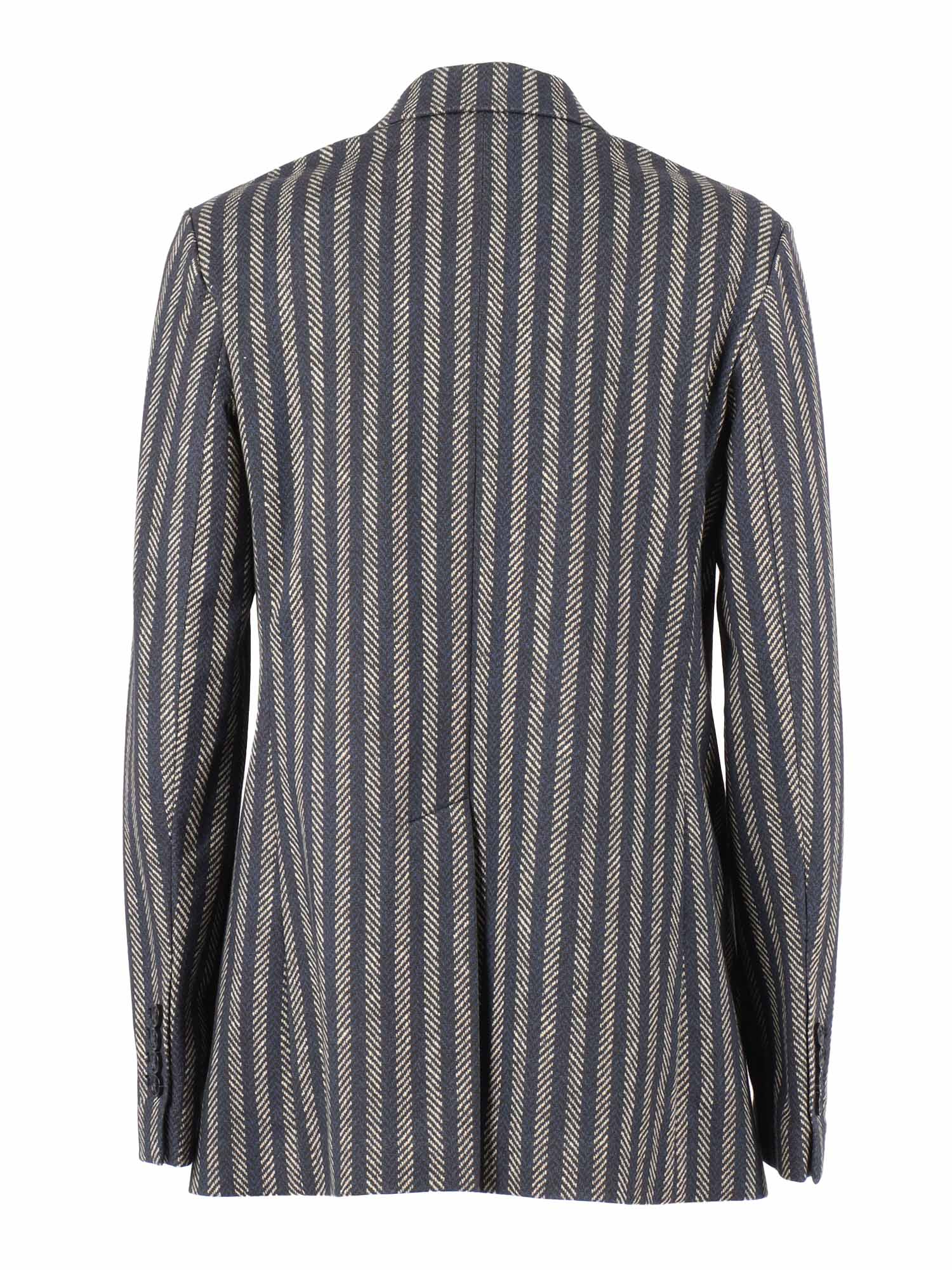 Circolo 1901 Structured Tailored Double-breasted Jacket With Contrasting Stripes In Gray