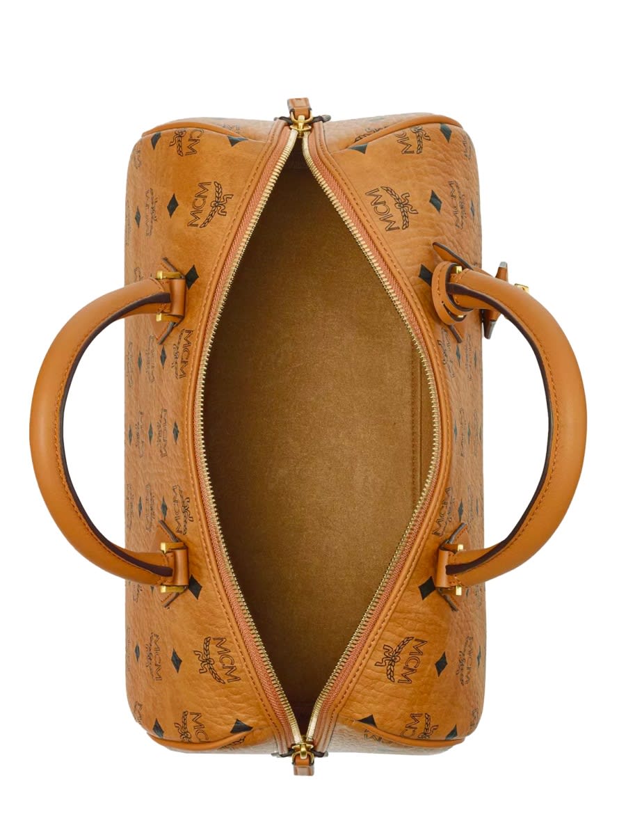 Mcm Shoulder Bag With Adjustable Strap And Top Handle In Brown