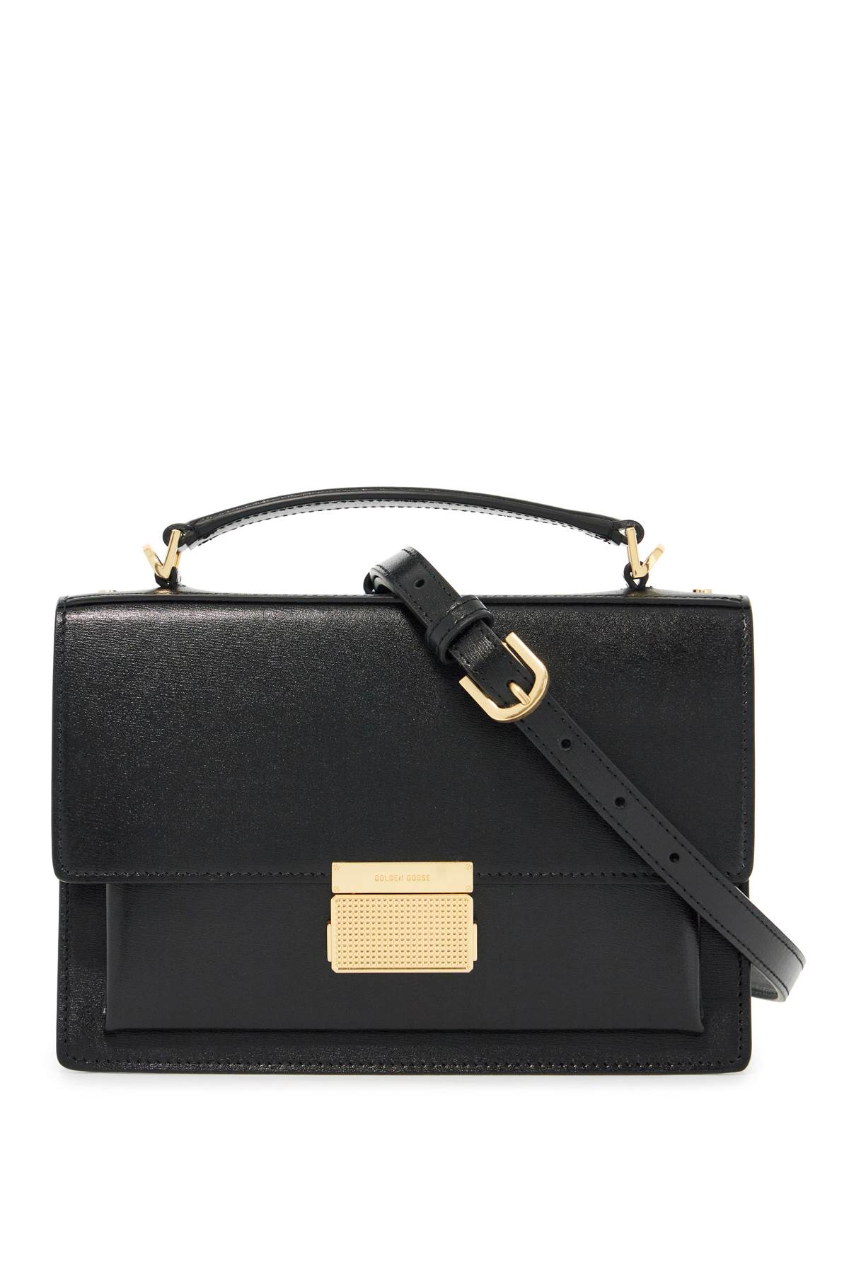 Shop Golden Goose Venice Leather Handbag With Palmell In Black (black)