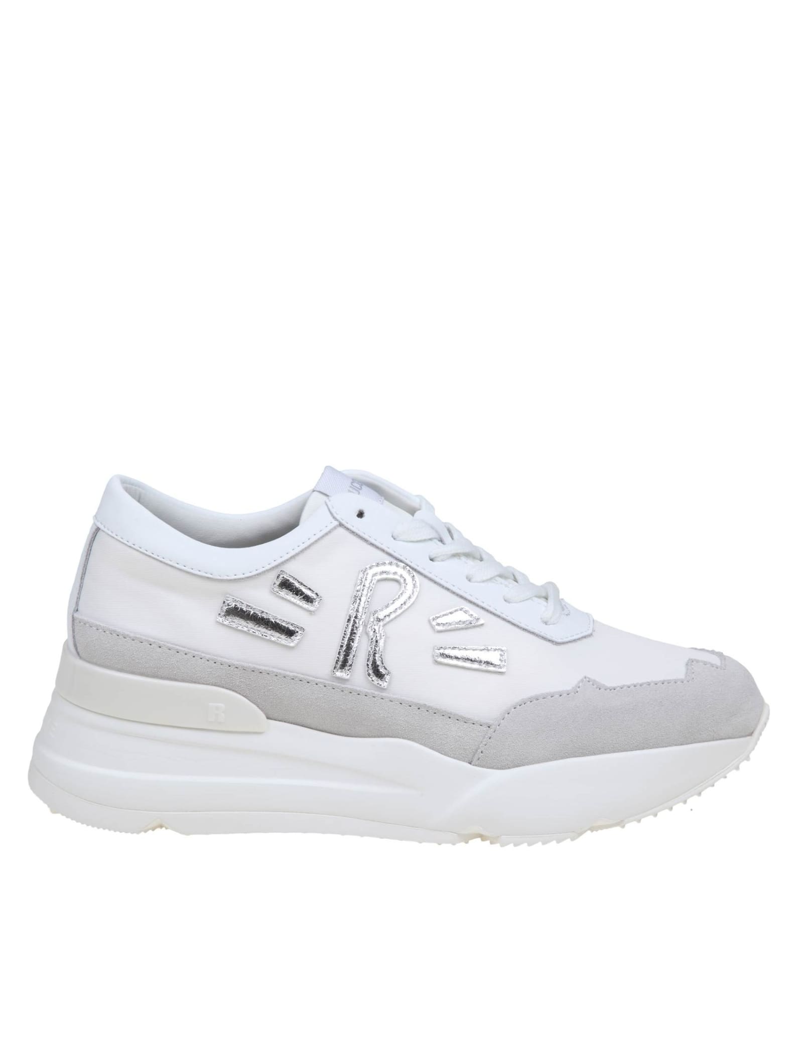 Ruco Line White And Silver Leather Sneakers