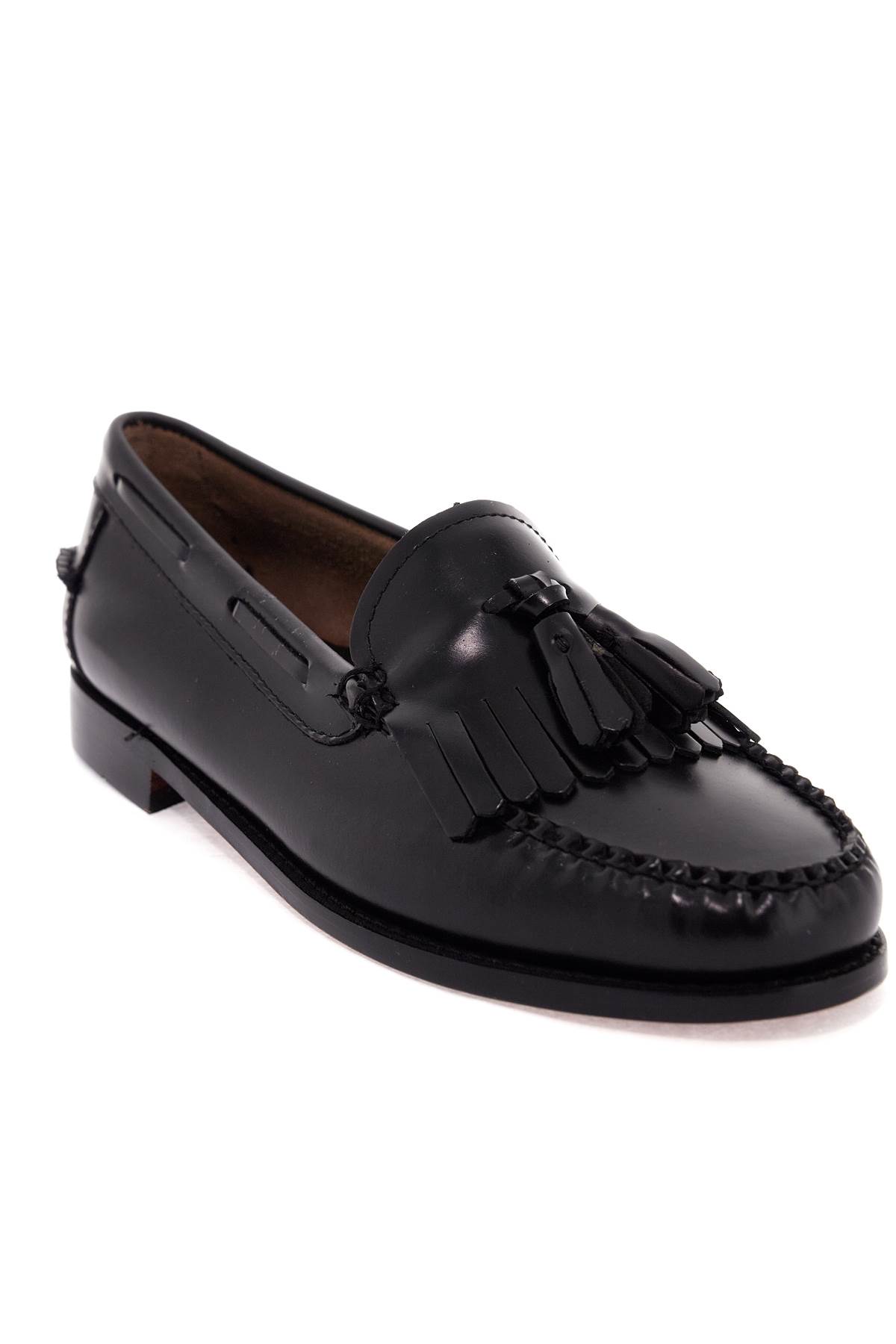 Shop G.h.bass &amp; Co. Esther Kiltie Weejuns Loafers In Brushed Leather In Black (black)