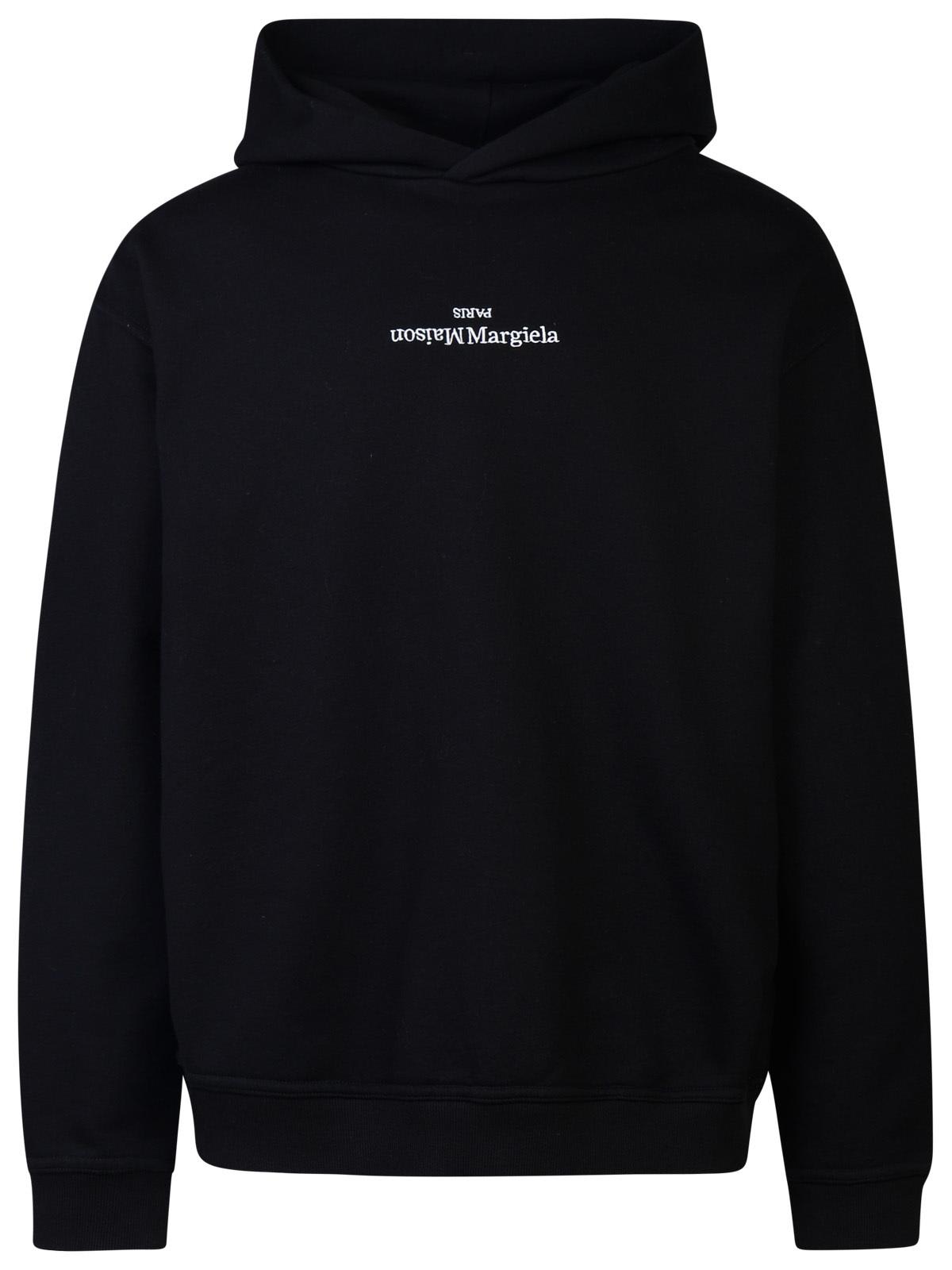 Shop Maison Margiela Black Cotton Hoodie