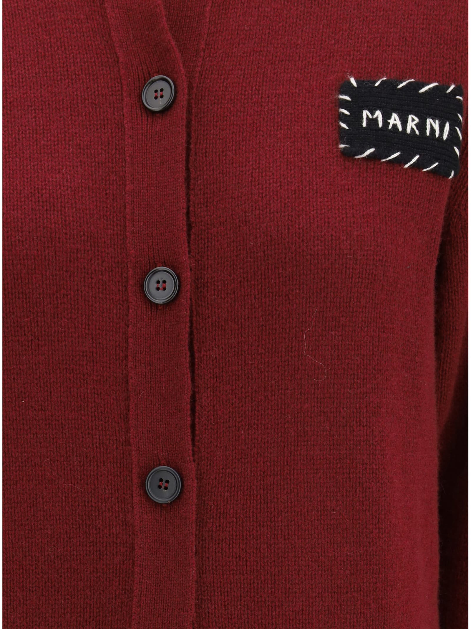 Marni Cashmere Cardigan With Patch In Red