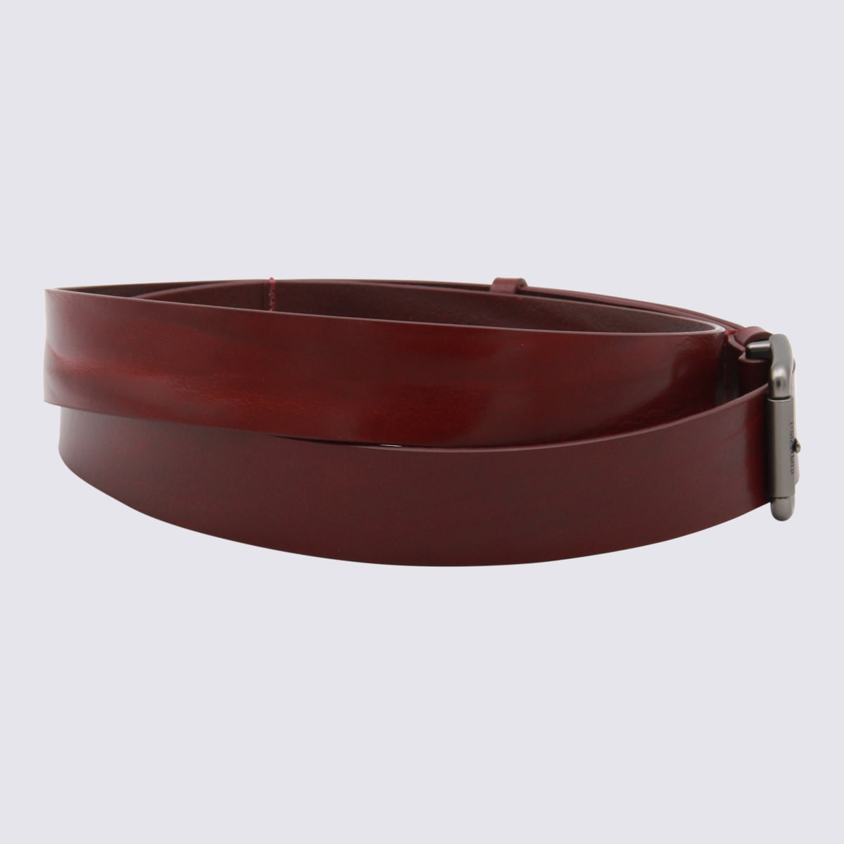 Max Mara Red Leather Belt In Brown