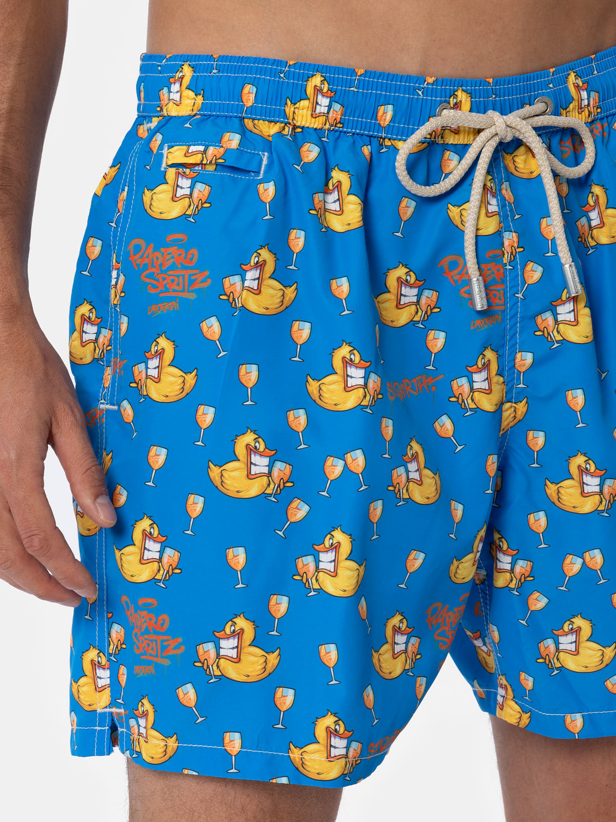 MC2 SAINT BARTH MAN LIGHTWEIGHT FABRIC SWIM-SHORTS LIGHTING MICRO FANTASY WITH DUCKY CRYPTOPUPPETS PRINT CRYPTOPUPPE 