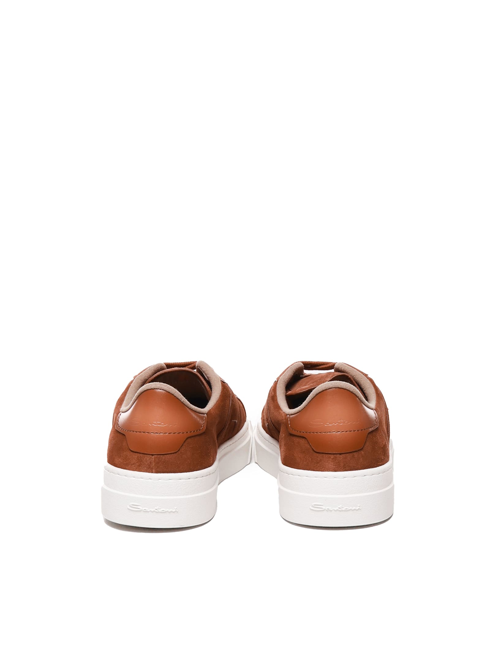 Shop Santoni Sneakers In Suede In Soft Panna