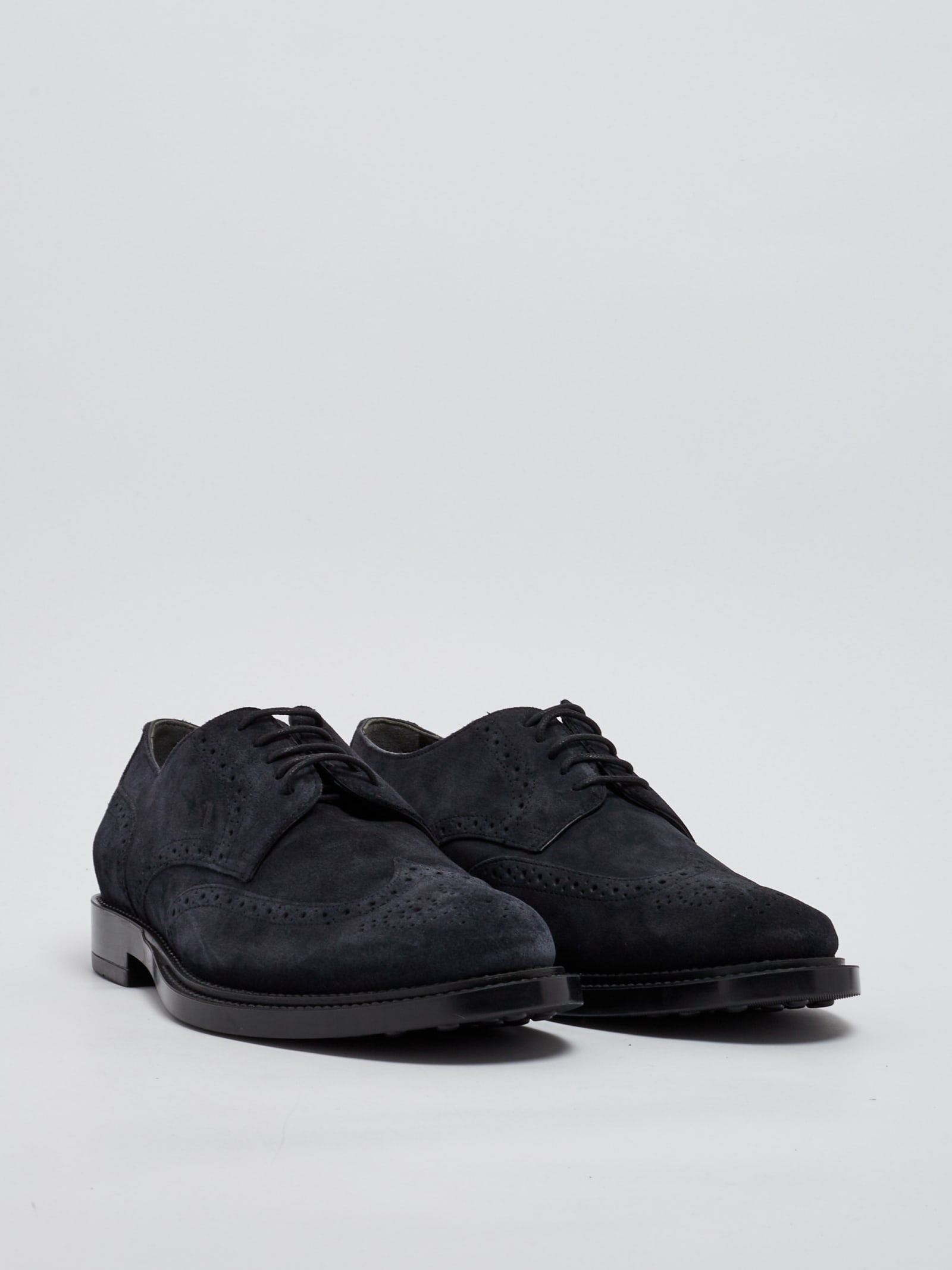 Shop Tod's Derby Bucature Shoes In Blu