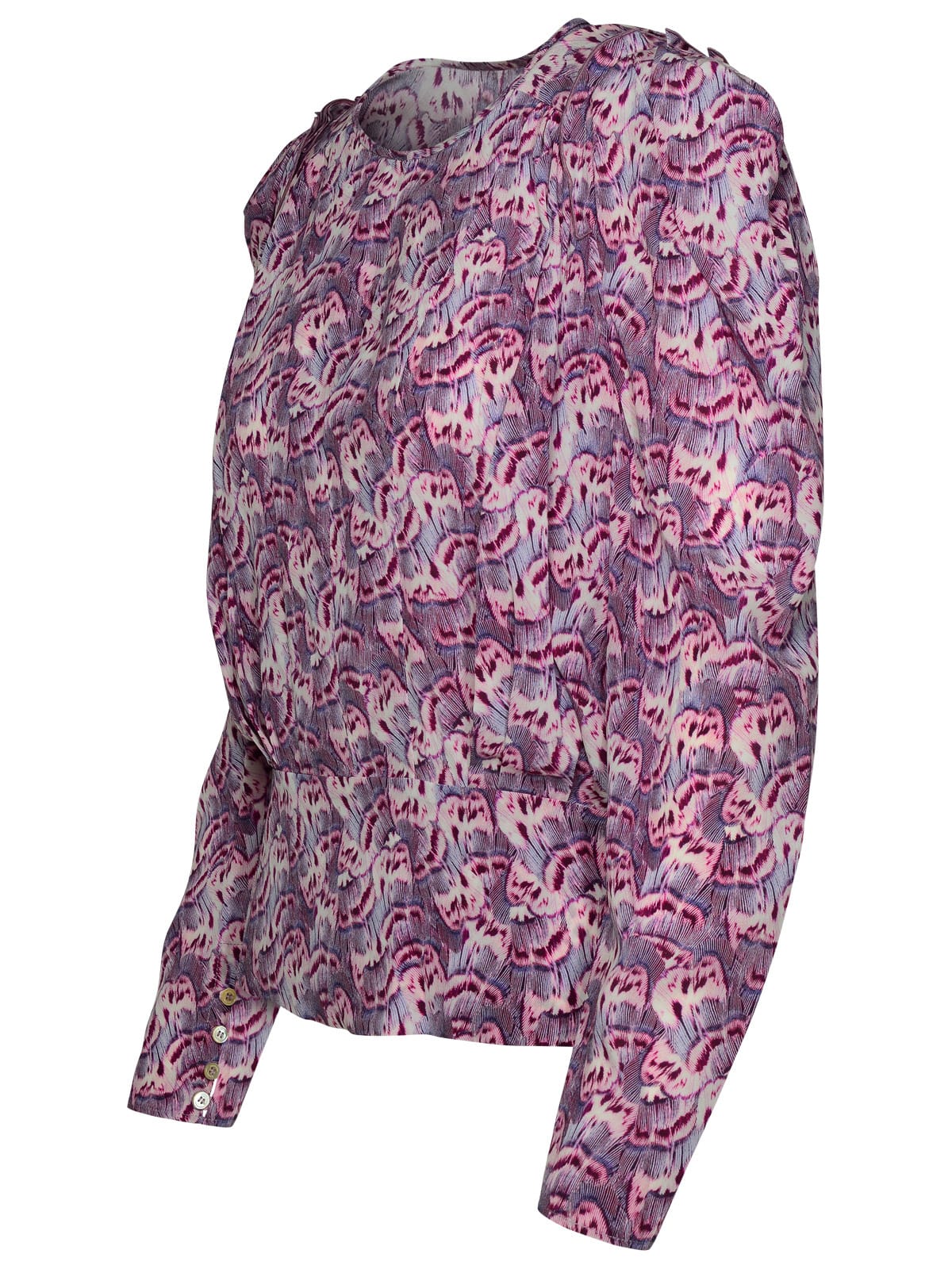 Shop Isabel Marant Zarga Blouse In Mauve Silk Blend In Multicolor