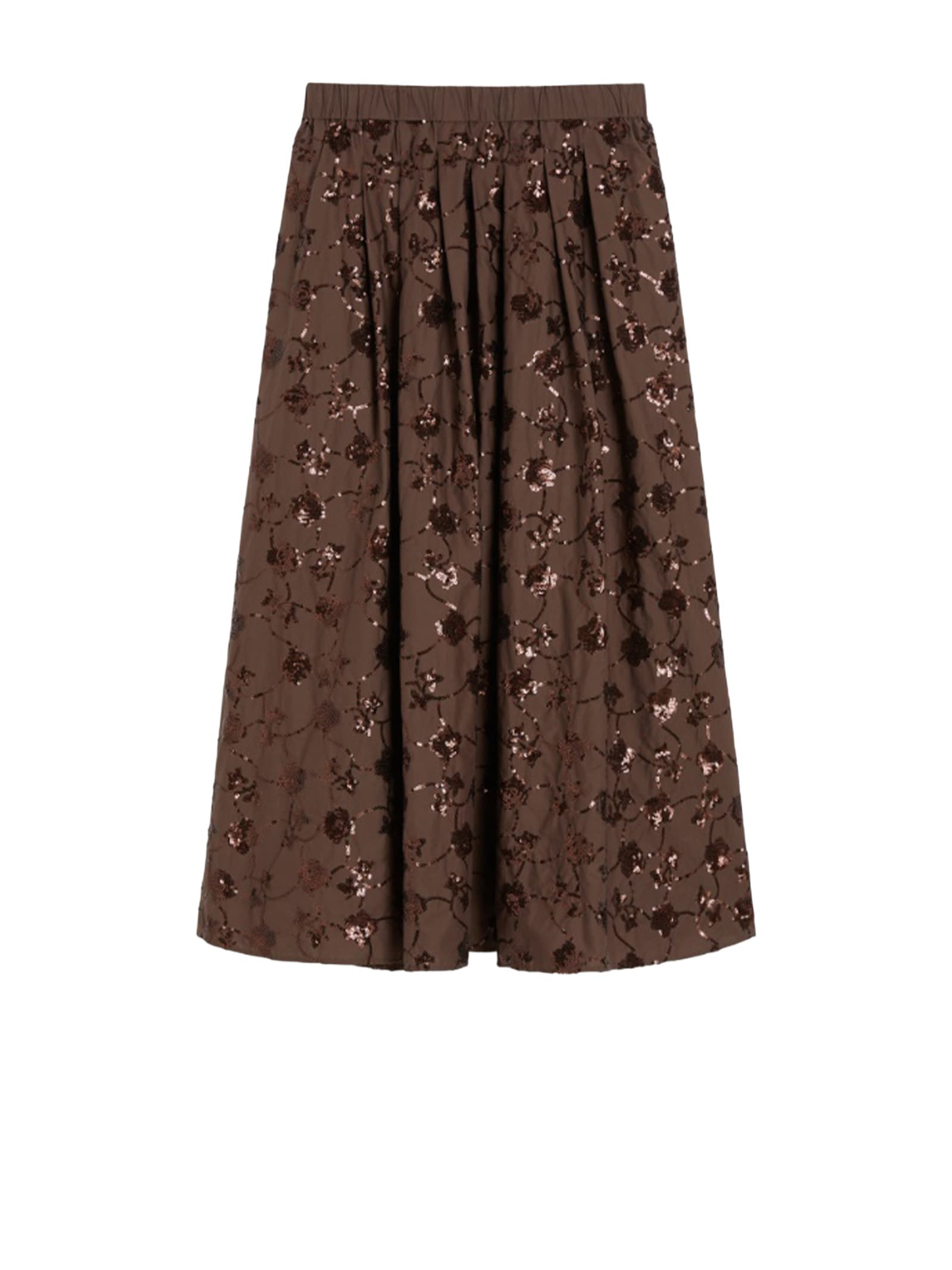 Weekend Max Mara Max Mara Weekend Cotton Skirt With Sequins In Brown