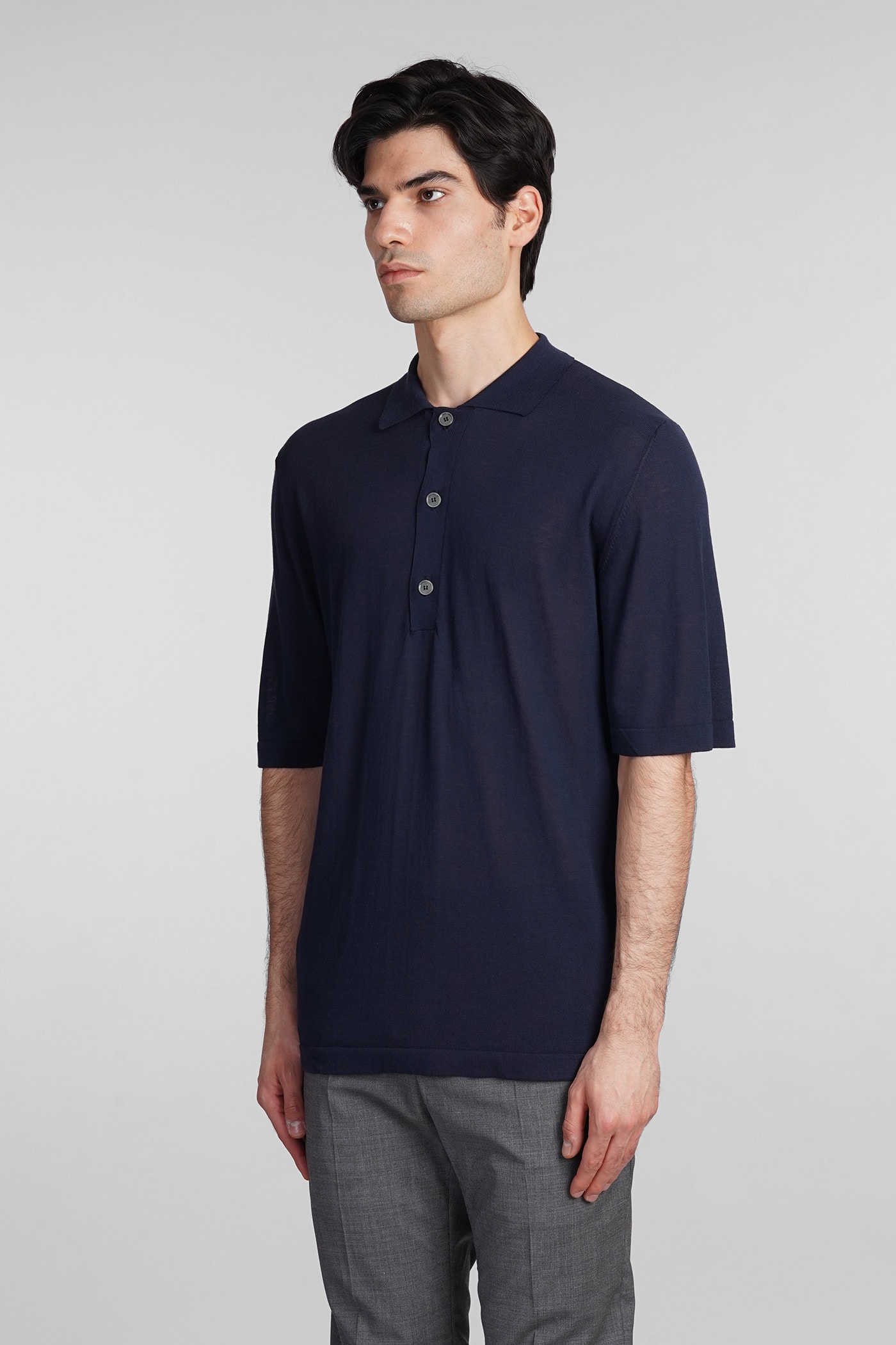 Shop Mauro Grifoni Polo In Blue Cotton