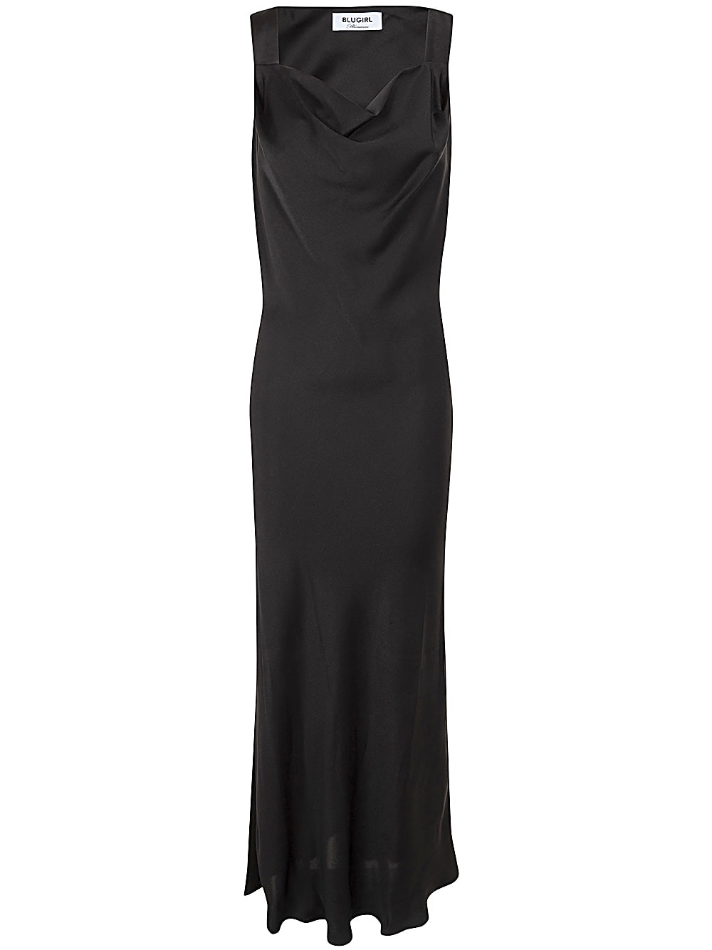 Shop Blugirl Satin Long Dress In Black