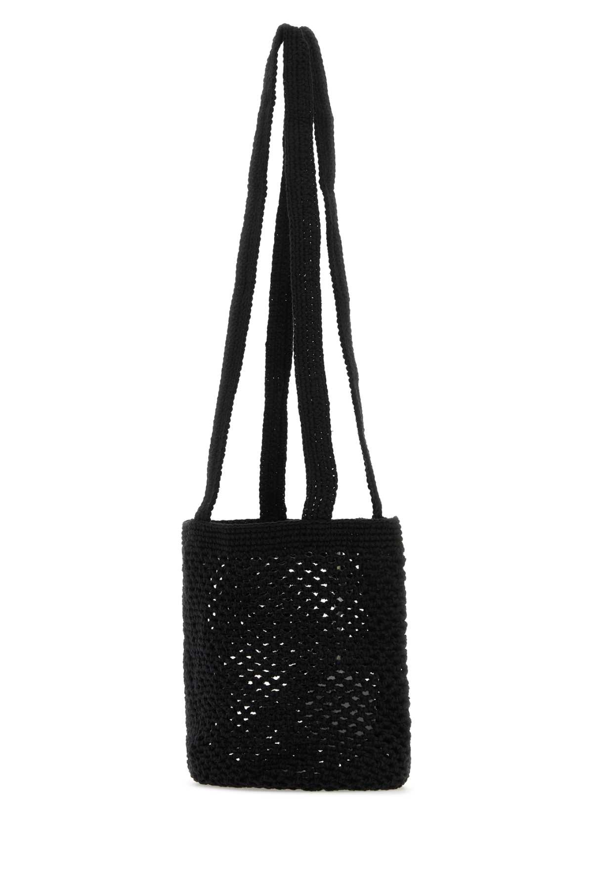 Gimaguas Black Crochet Fisherman Shoulder Bag In Black