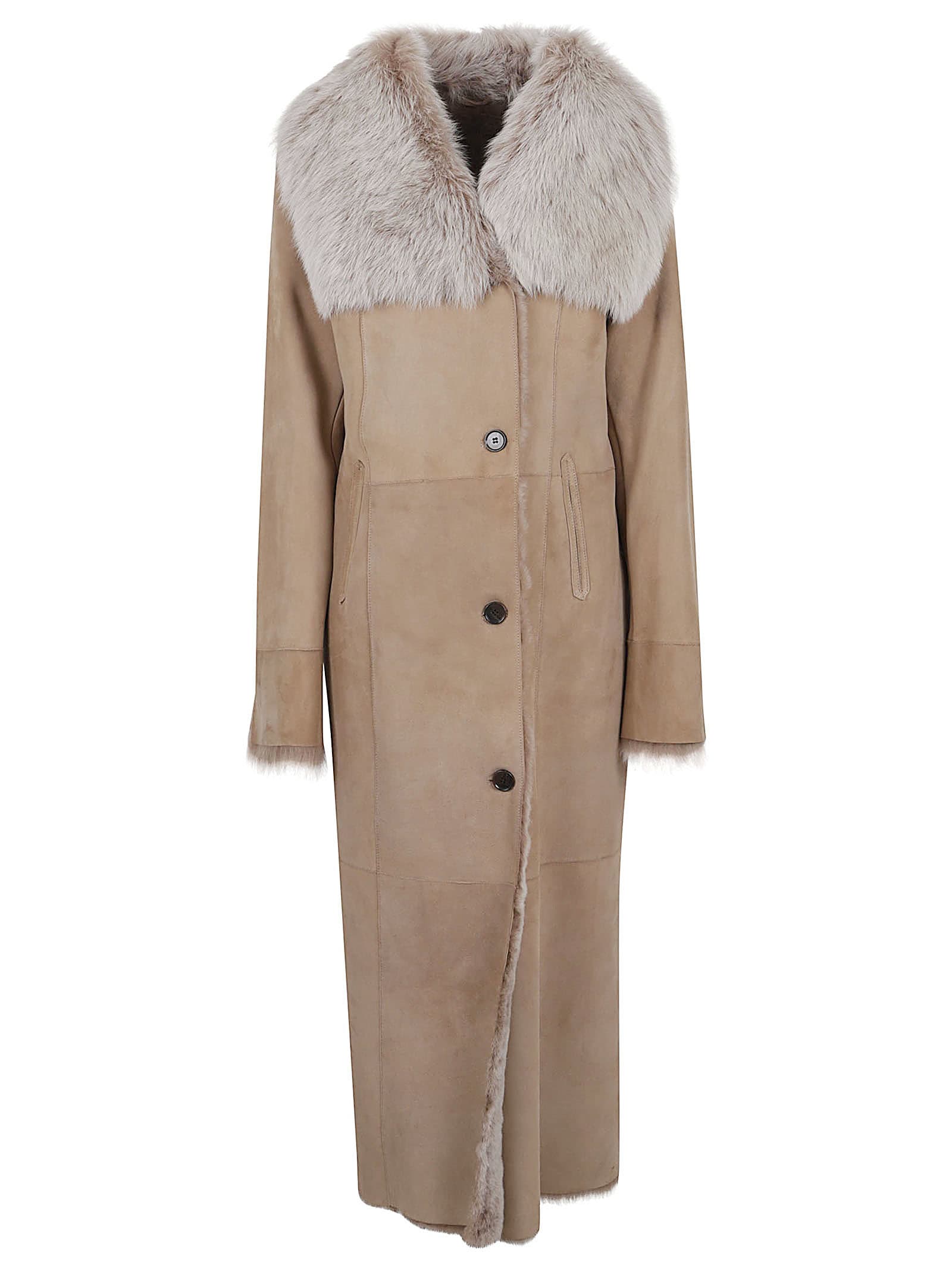 Arma Rayda Leather Coat In Neutral