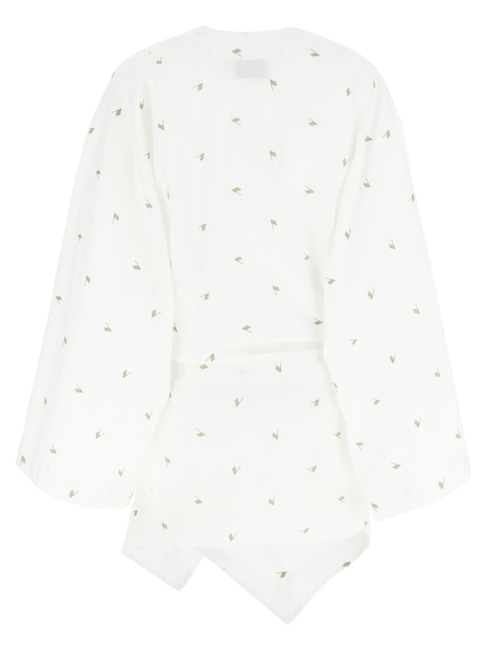 Attico Wrap Detail V-neckline Long Sleeves Dress In White