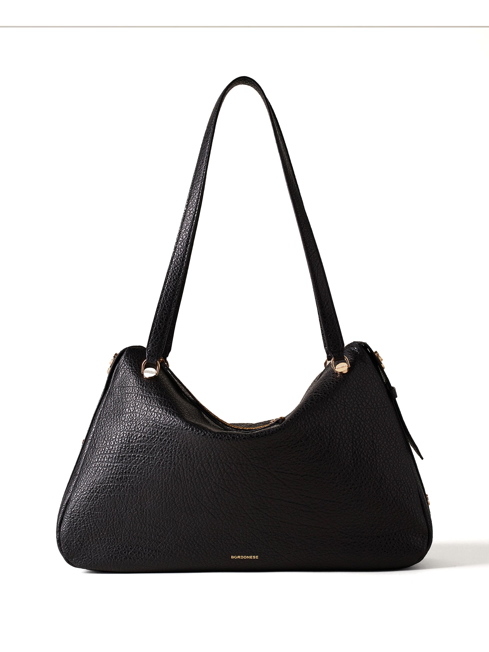 Shopping Bag Oyster Black Large In Leather